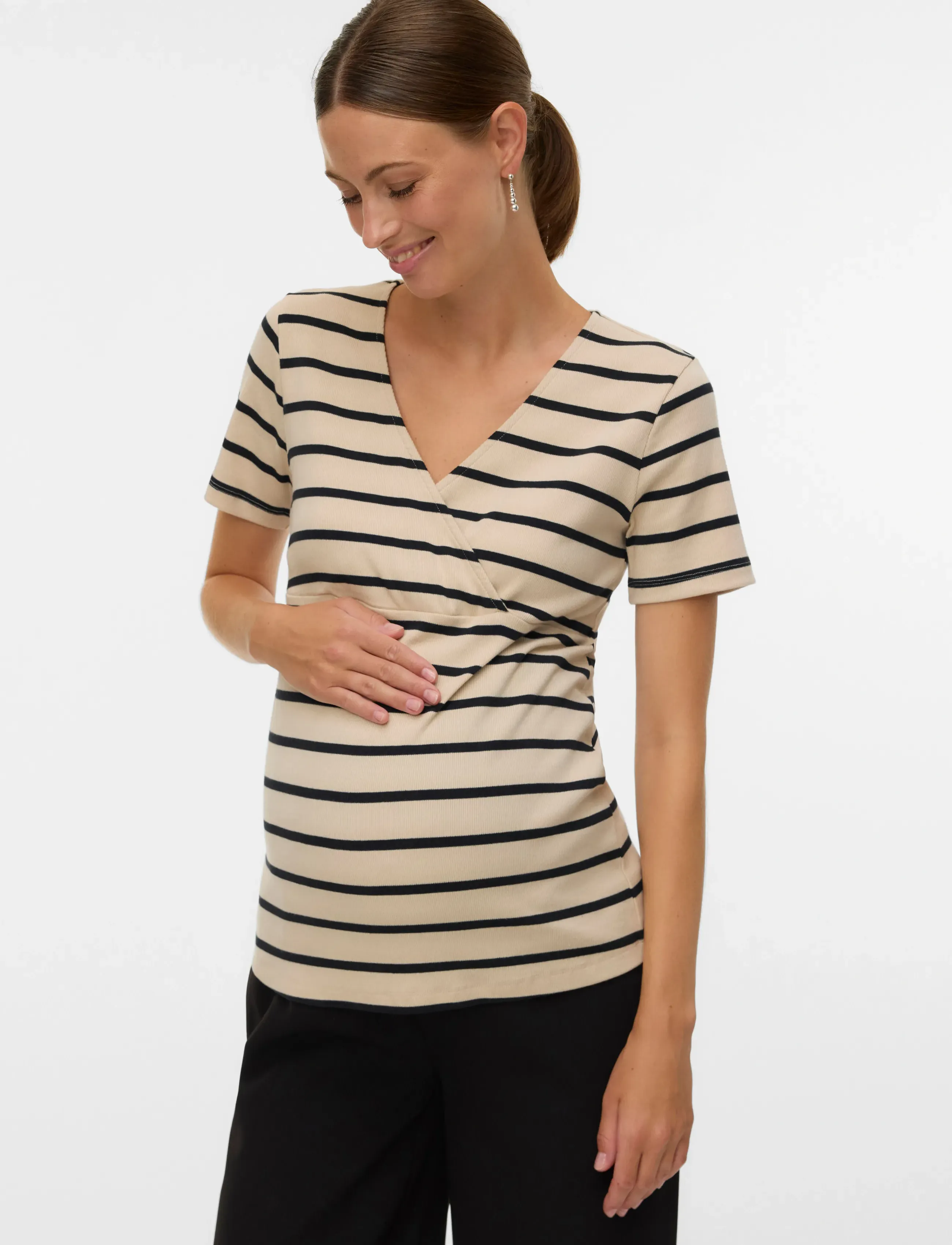 Mamalicious MLLANE TESS SS JRS TOP 2F - T-shirts & Toppe - FRENCH OAK / black