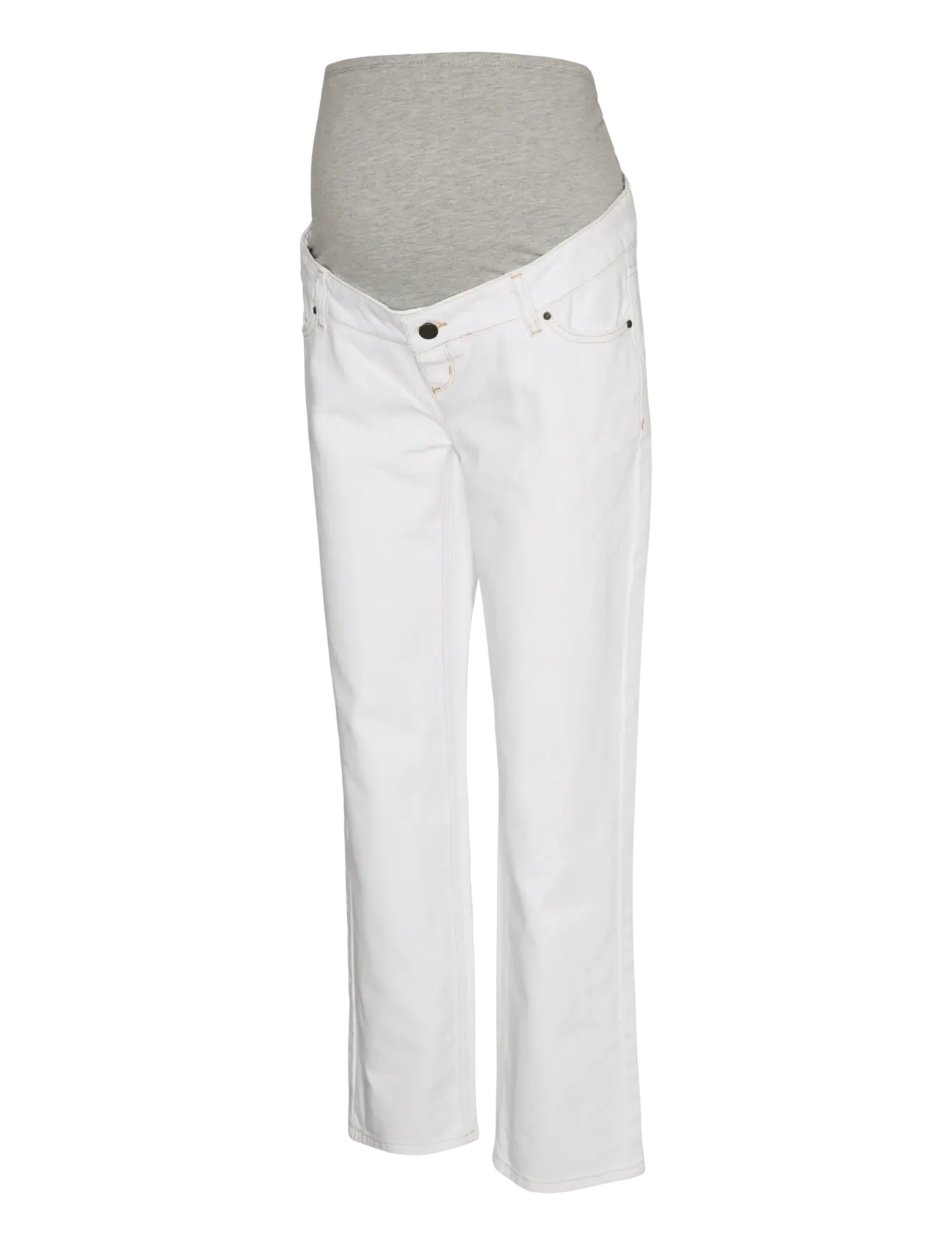 Mamalicious MLOLLI STRAIGHT ANKLE JEANS - Teksad - SNOW WHITE / white