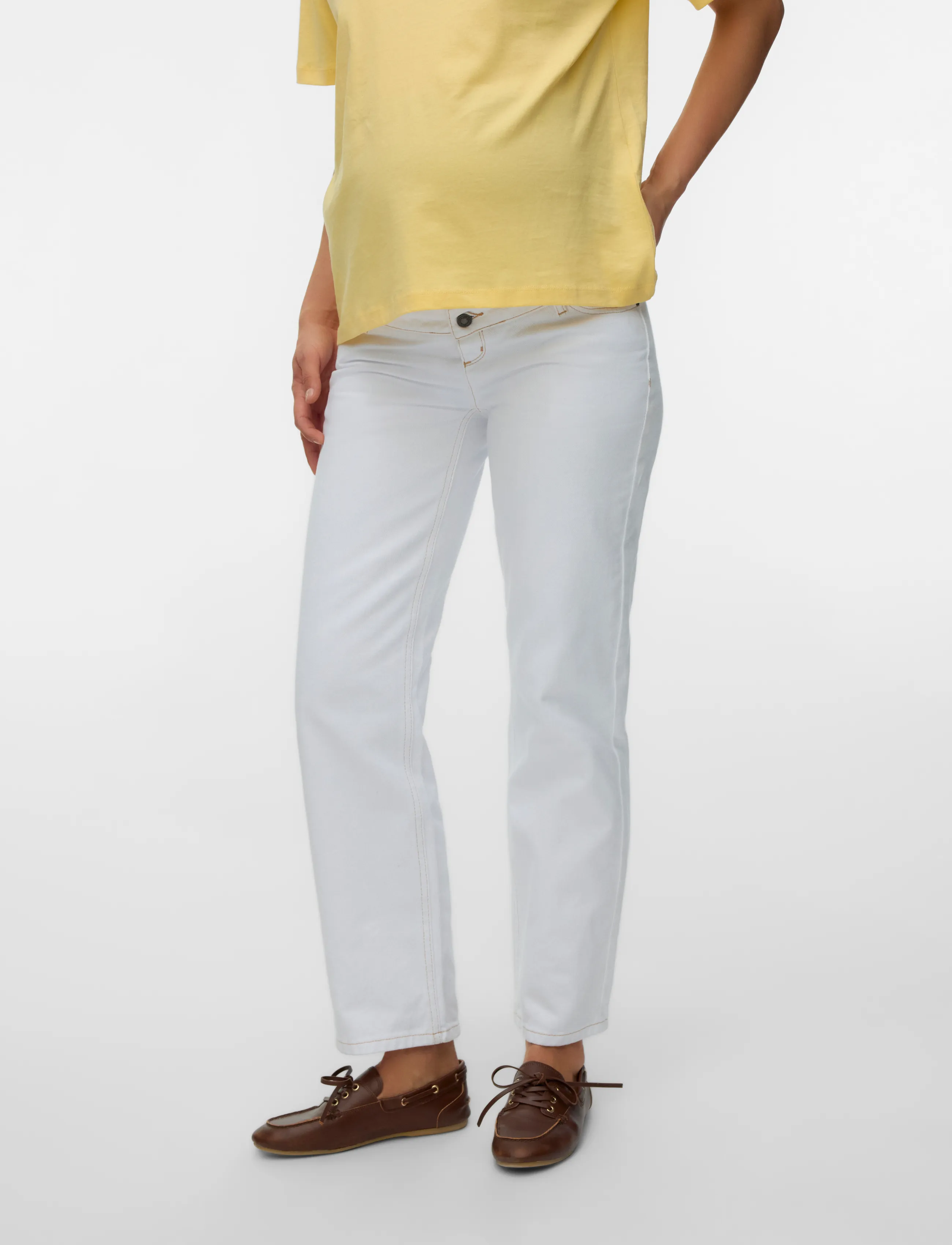 Mamalicious Mlolli Straight Ankle Jeans, Kvinder, Graviditets Lige Ankel Jeans, Hvid, Str: 29 x 34