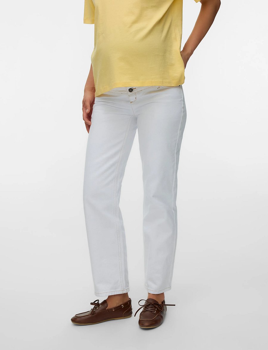 Mamalicious - MLOLLI STRAIGHT ANKLE JEANS - nederdelar - snow white - 0