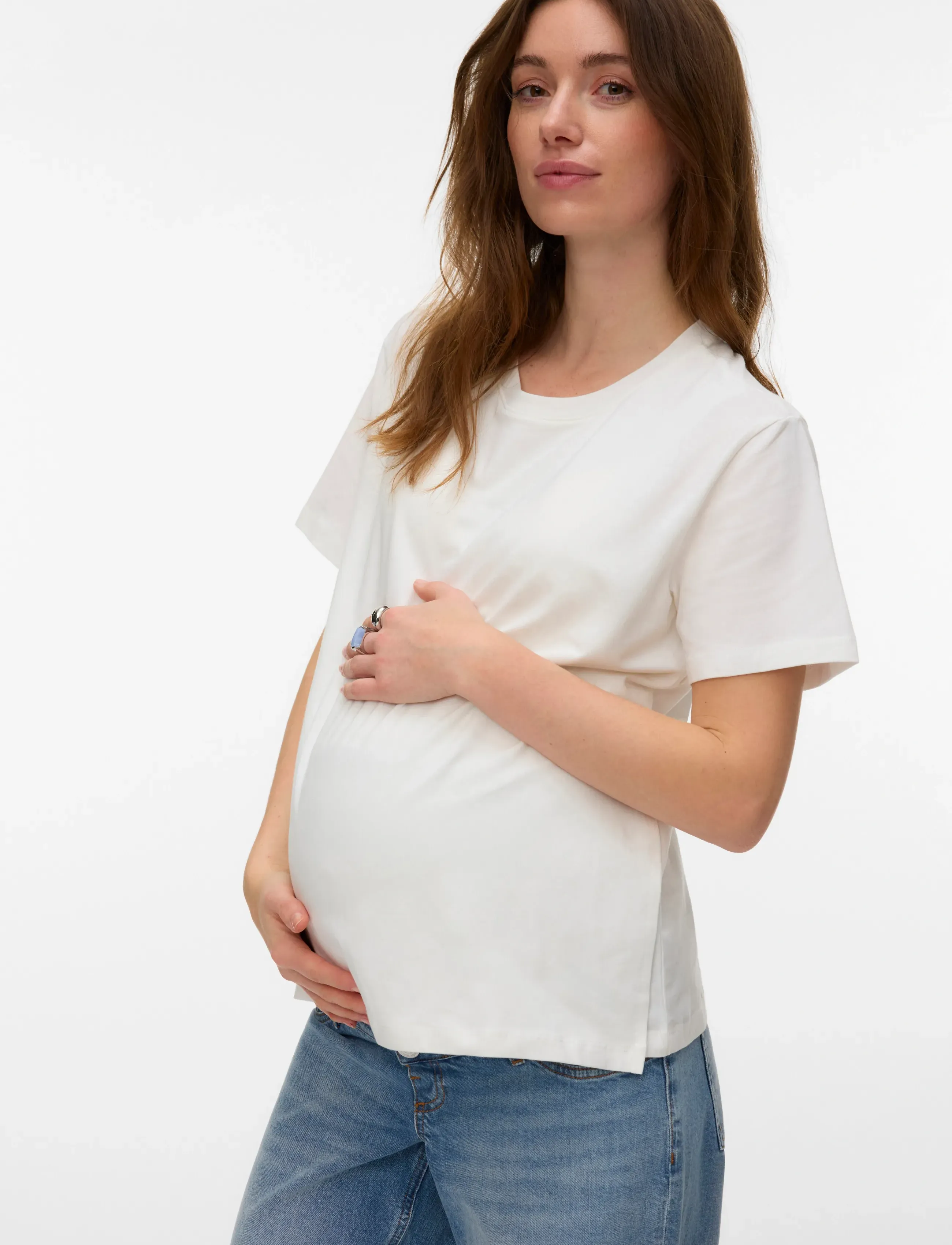 Mamalicious MLHANNAH JUNE SS T-SHIRT 2F - T-shirts - SNOW WHITE / white