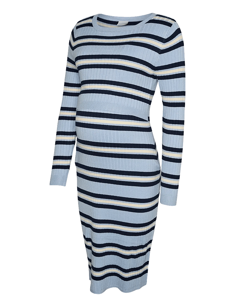 Mamalicious - MLESRIN JUNE L/S SHORT DRESS 2F - strikkjoler - brunnera blue - 1