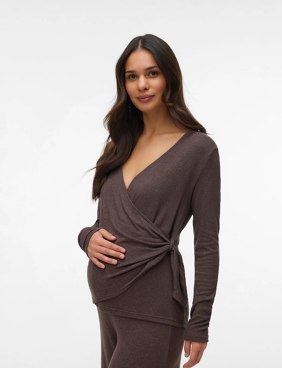 Mamalicious - MLKIRA TESS LS JRS TOP 2F - oberteile - chocolate brown - 0