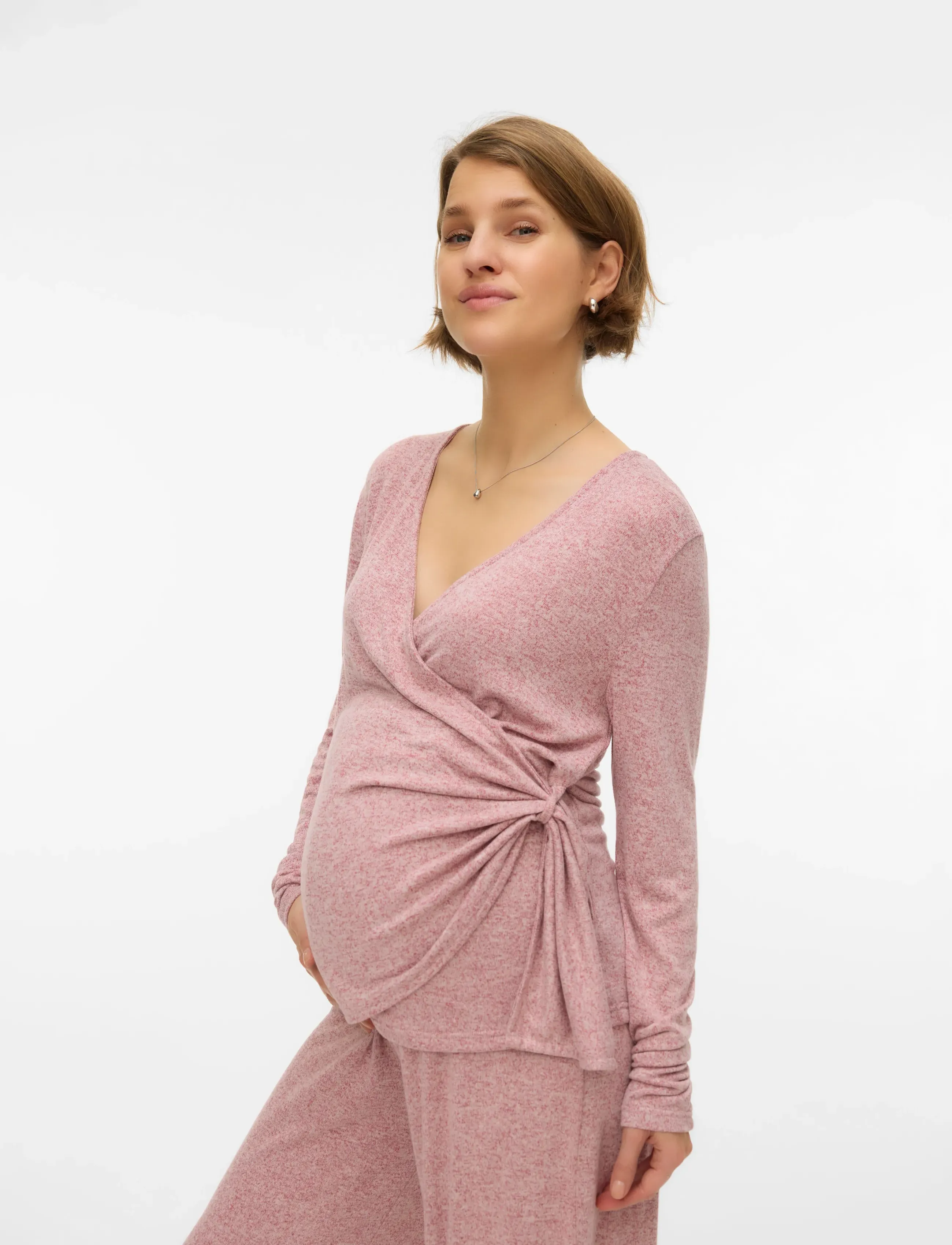 Mamalicious MLKIRA TESS LS JRS TOP 2F - T-shirts & Toppe - NEW MAROON / pink/rose