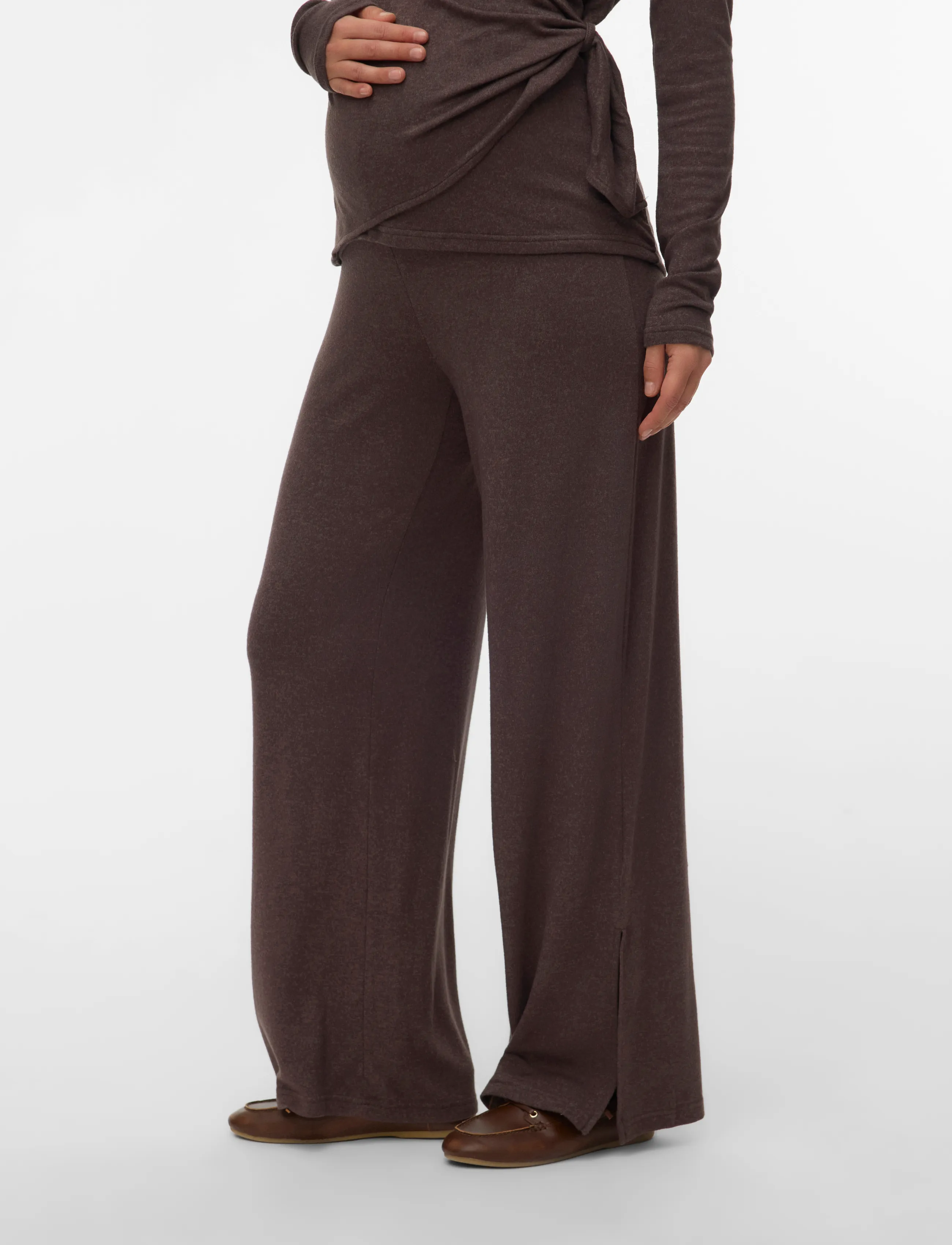 Mamalicious MLKIRA WIDE JRS PANTS HW - Bukser med brede ben - CHOCOLATE BROWN / brown