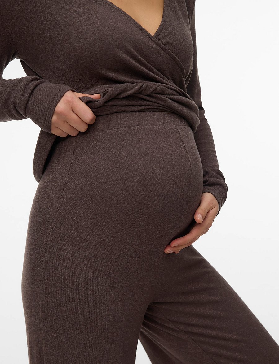 Mamalicious - MLKIRA WIDE JRS PANTS HW - nederdelar - chocolate brown - 4