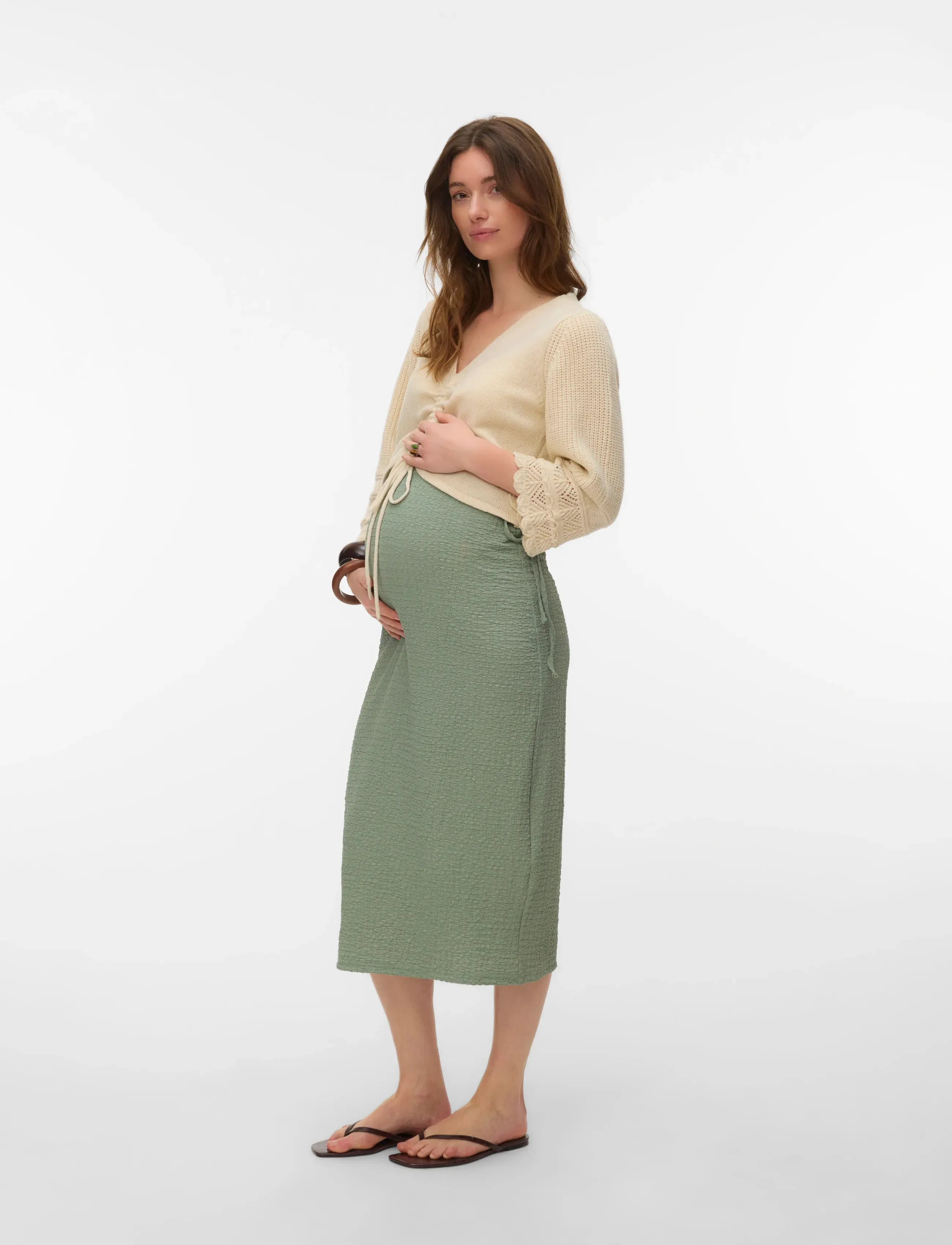 Mamalicious - MLCARMINE 3/4 KNIT TOP - birch - 3