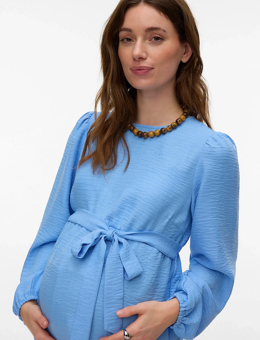Mamalicious - MLLIFINA L/S WO TOP - langärmelige blusen - brunnera blue - 0