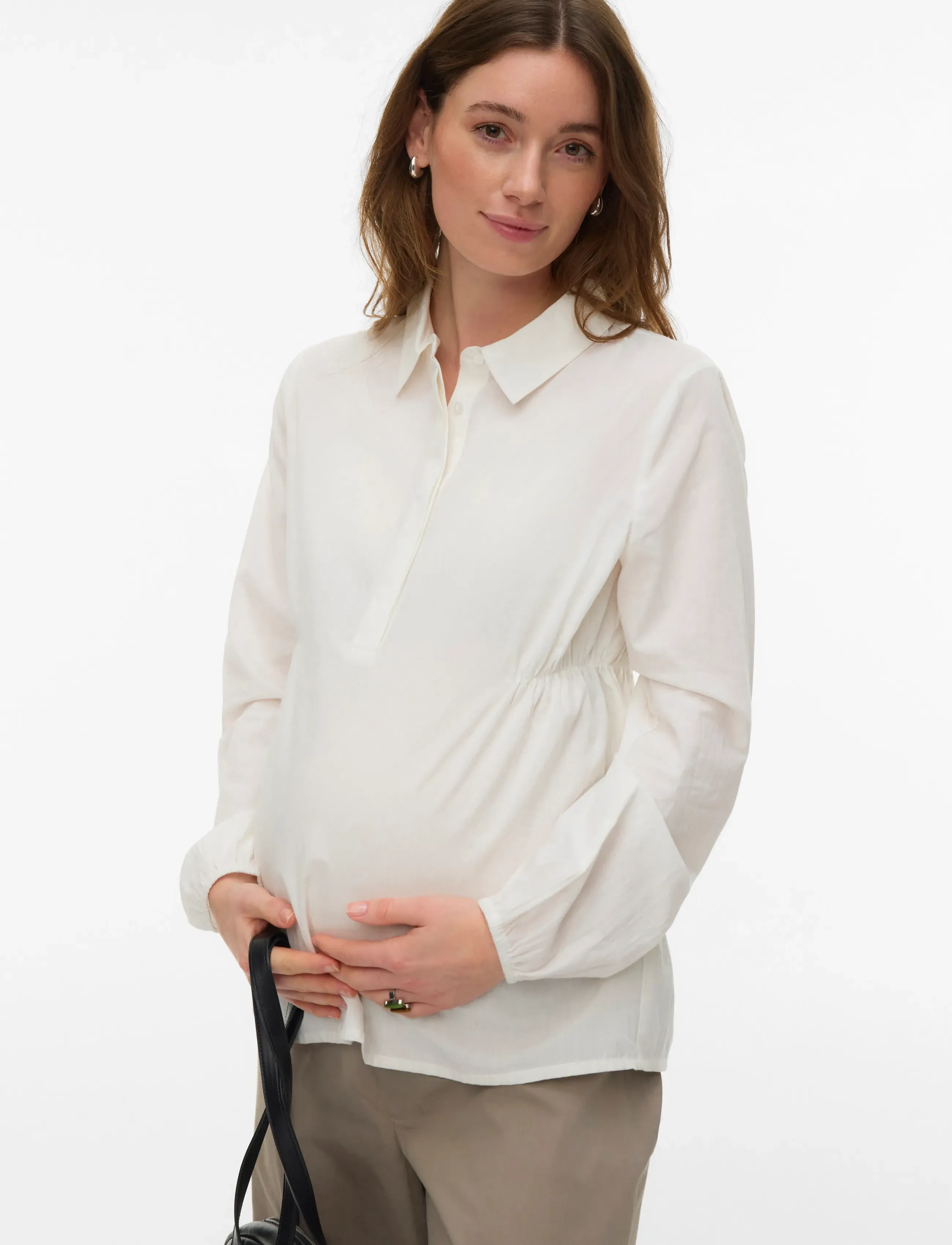 Mamalicious MLZOEY LIA L/S WO TOP - Blusen - SNOW WHITE / white