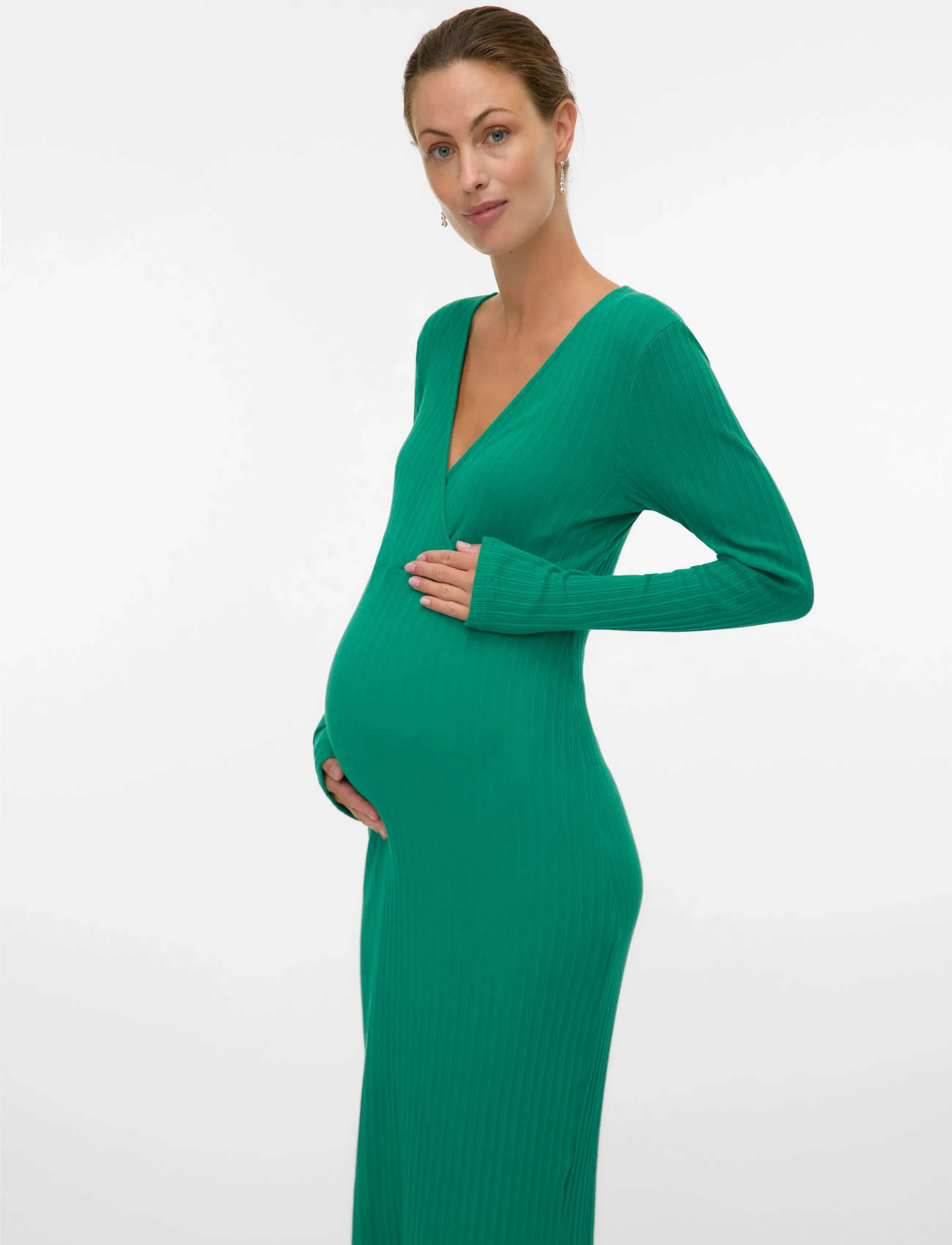 Mamalicious MLLIONA TESS LS JRS MIDI DRESS 2F - Strickkleider - BOSPHORUS / green