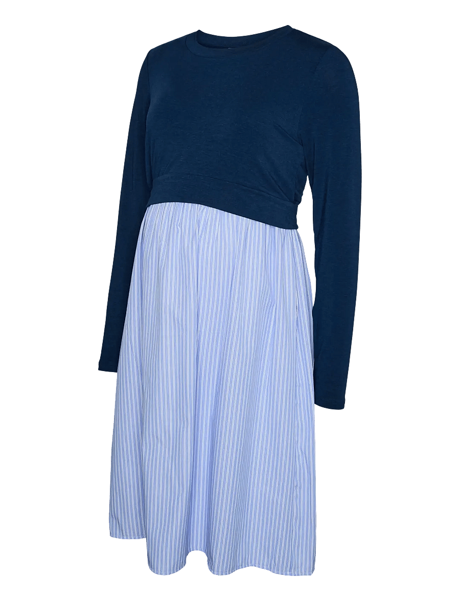 Mamalicious - MLANNIE JUNE LS MIX ABK DRESS 2F - sommerkleider - pageant blue - 1