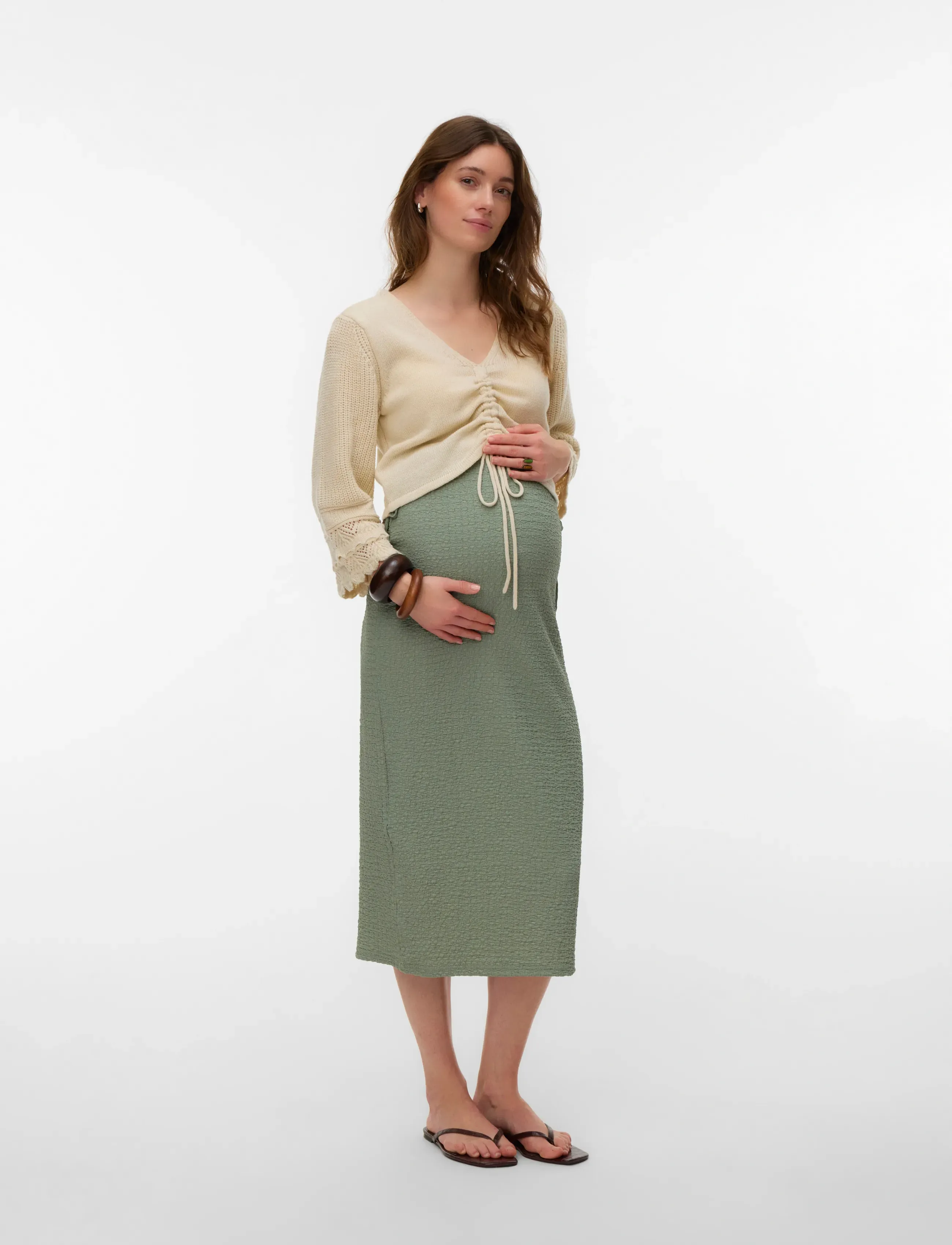 Mamalicious - MLMARTE JRS MIDI SKIRT HW - nederdelar - sea spray - 3
