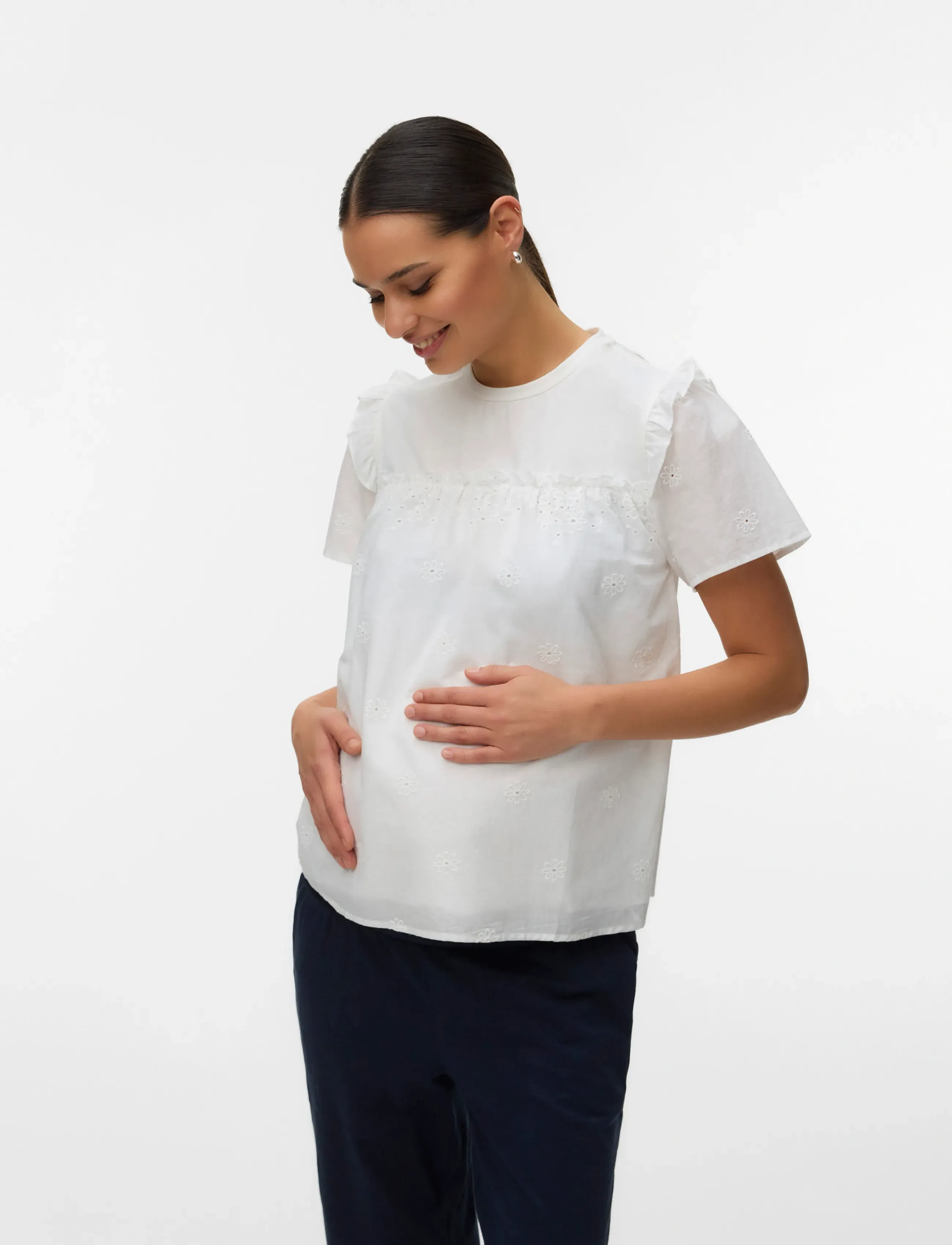 Mamalicious MLDORA S/S WO TOP - Tuunikad - SNOW WHITE / white