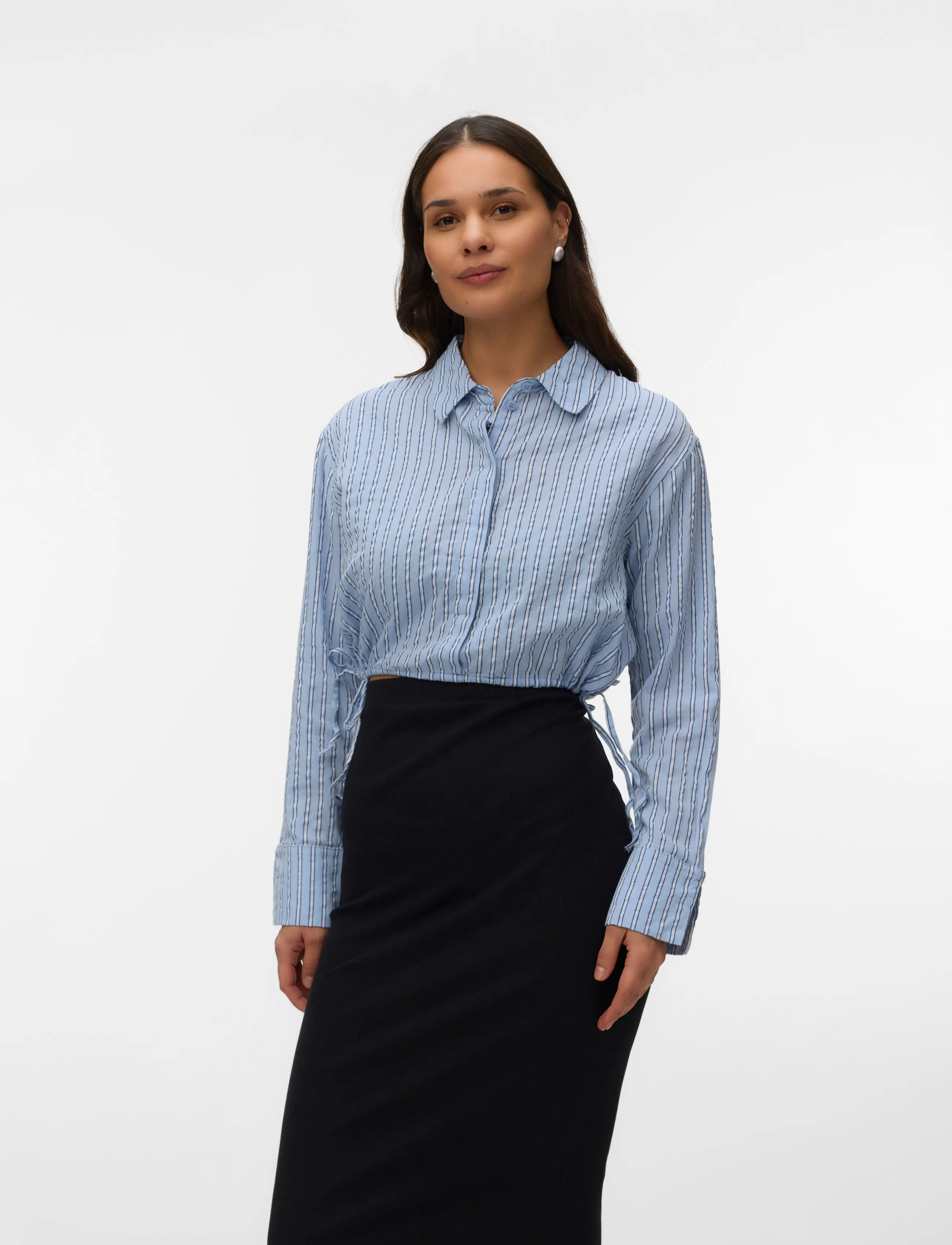 Mamalicious - MLASTA LIA L/S WO SHORT SHIRT 2F - toppar - brunnera blue - 5
