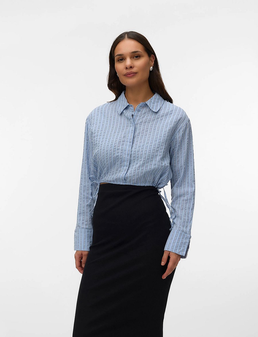 Mamalicious - MLASTA LIA L/S WO SHORT SHIRT 2F - toppar - brunnera blue - 5