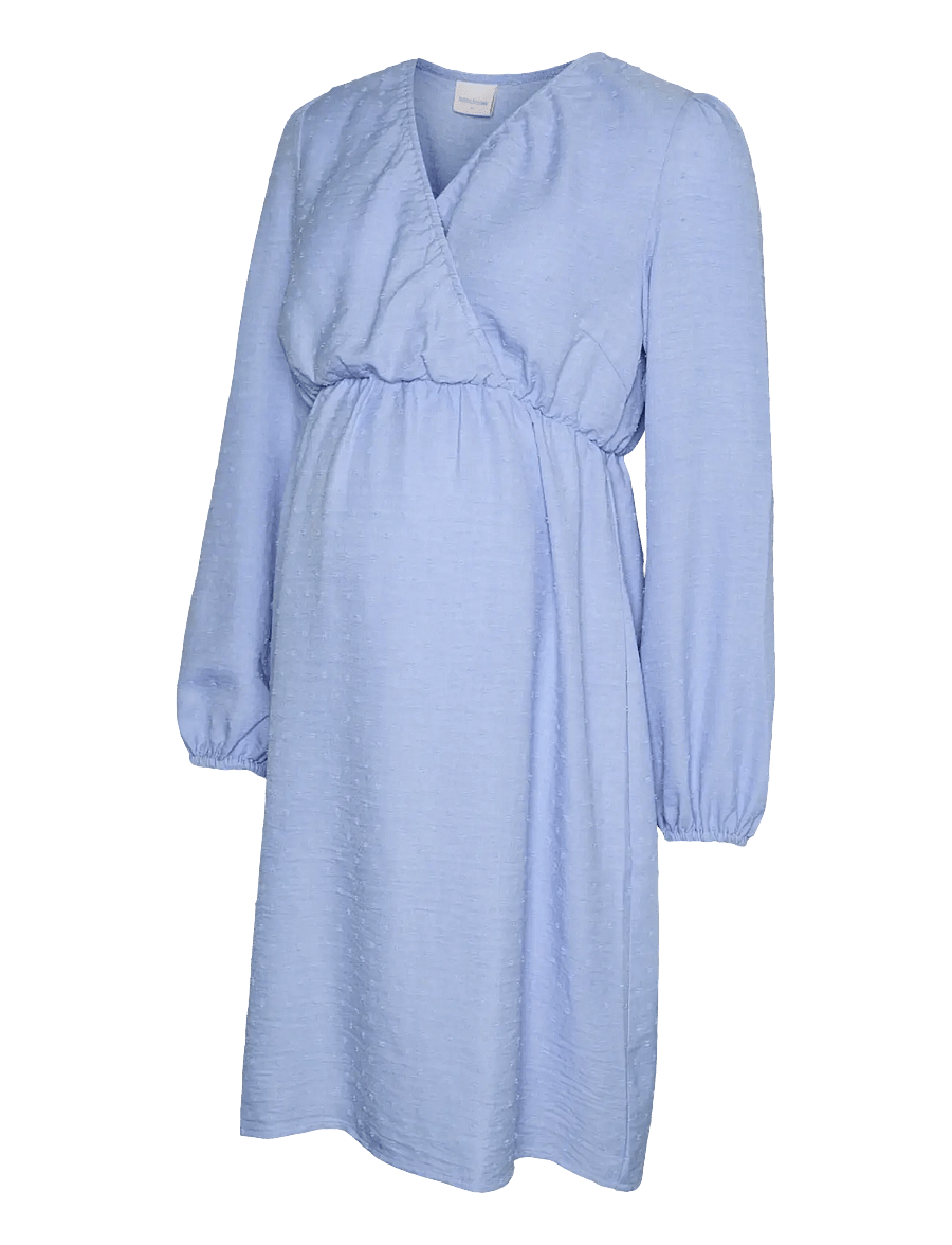Mamalicious - MLLIFINA DOBBY TESS 2/4 WO ABK DRESS 2F - slå-om-kjoler - brunnera blue - 1