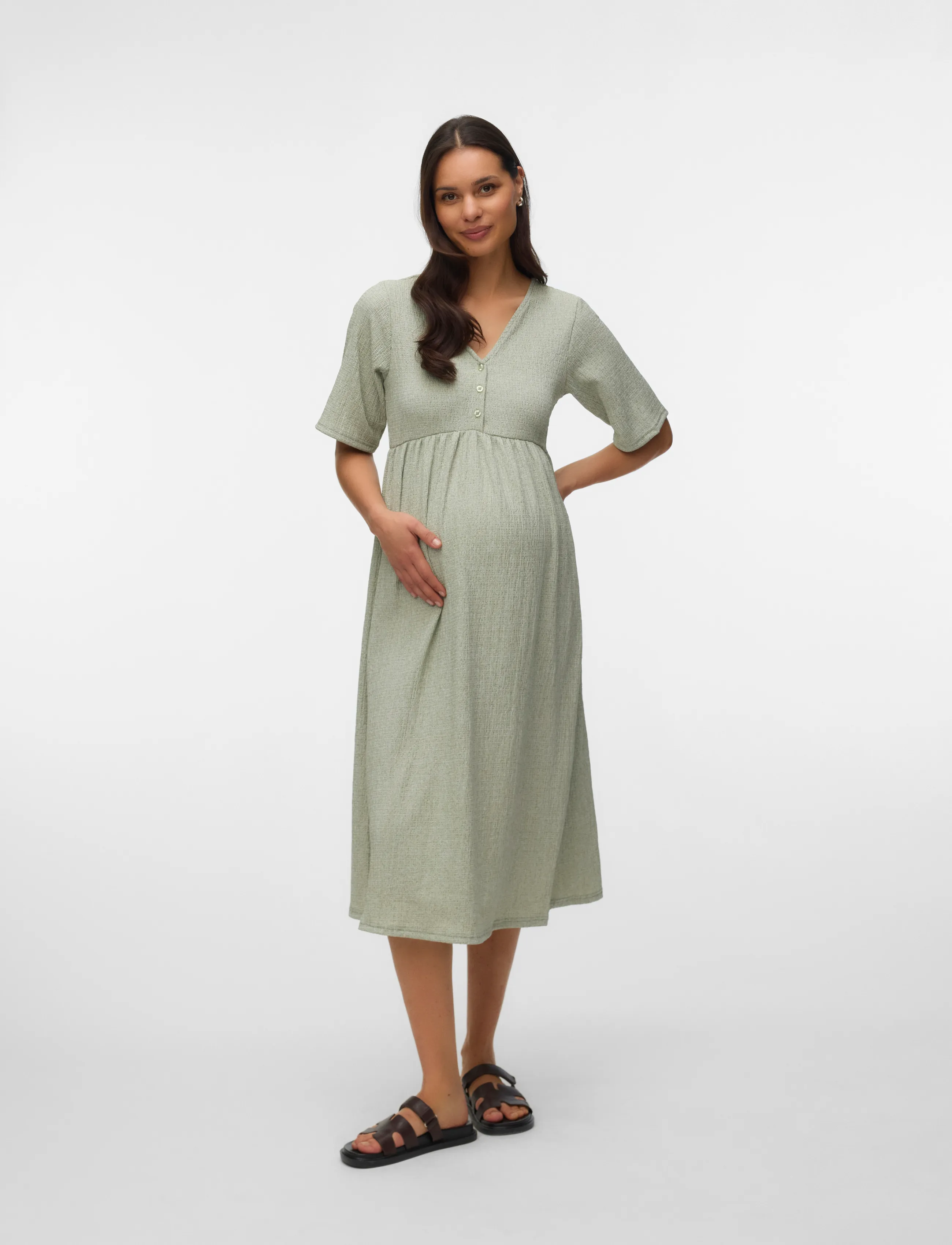Mamalicious - MLJANA LIA 24 JRS MIDI DRESS 2F - summer dresses - sea spray - 3