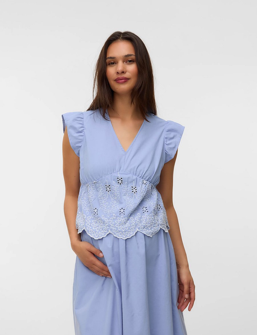 Mamalicious - MLSIENNA SHORT CAP WO TOP - kortærmede bluser - brunnera blue - 0