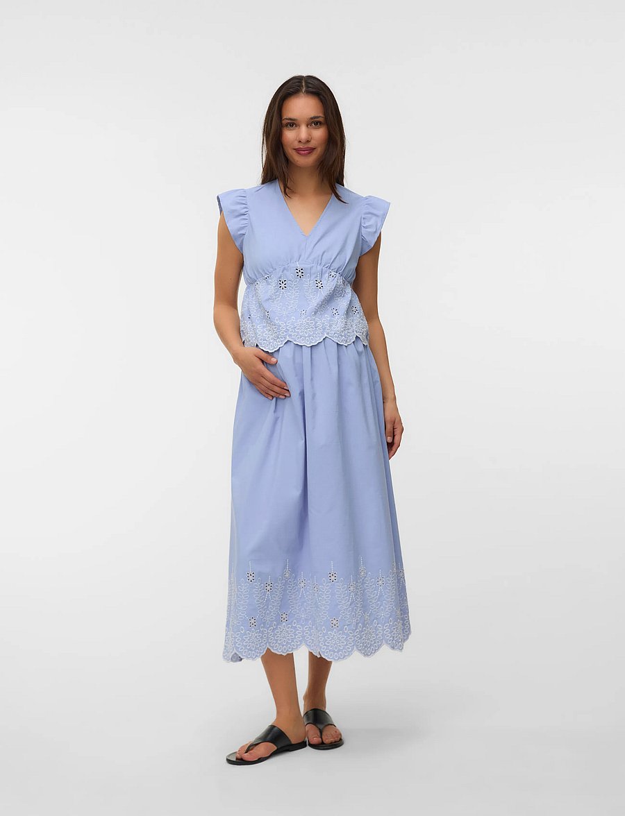 Mamalicious - MLSIENNA SHORT CAP WO TOP - kortærmede bluser - brunnera blue - 5