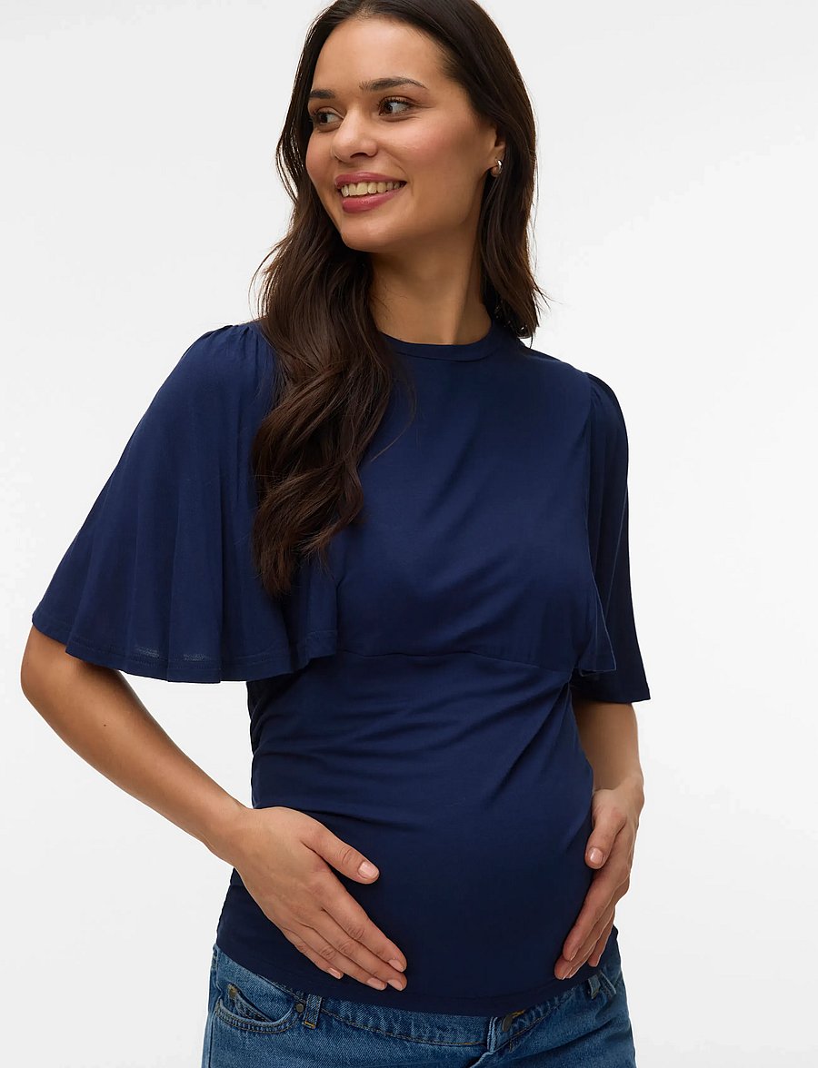 Mamalicious - MLGIOVANNA MARY 24 JRS TOP 2F - kurzärmelige blusen - navy blazer - 0