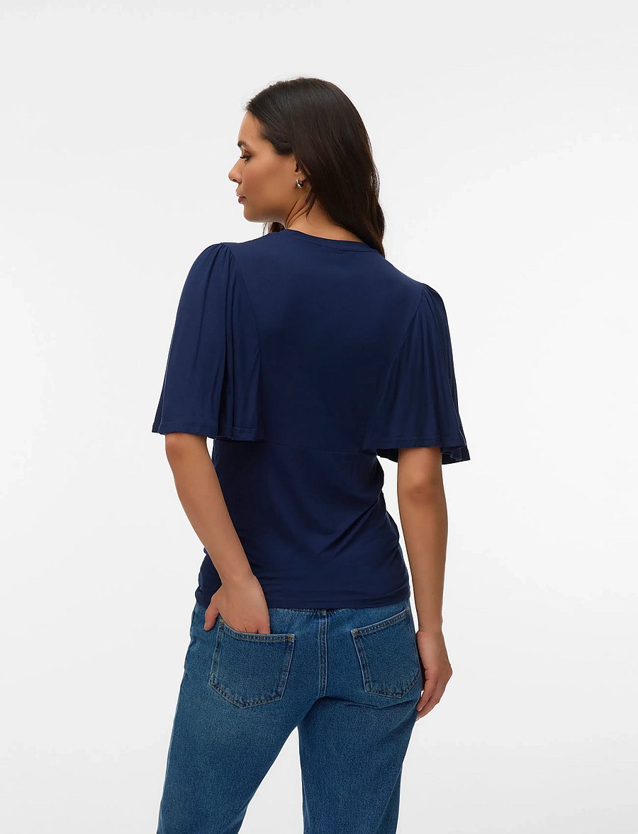 Mamalicious - MLGIOVANNA MARY 24 JRS TOP 2F - kurzärmelige blusen - navy blazer - 2