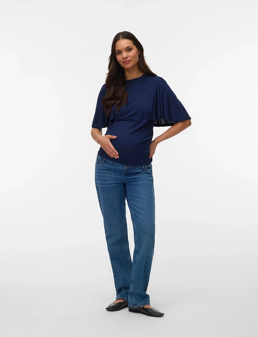 Mamalicious - MLGIOVANNA MARY 24 JRS TOP 2F - kurzärmelige blusen - navy blazer - 3