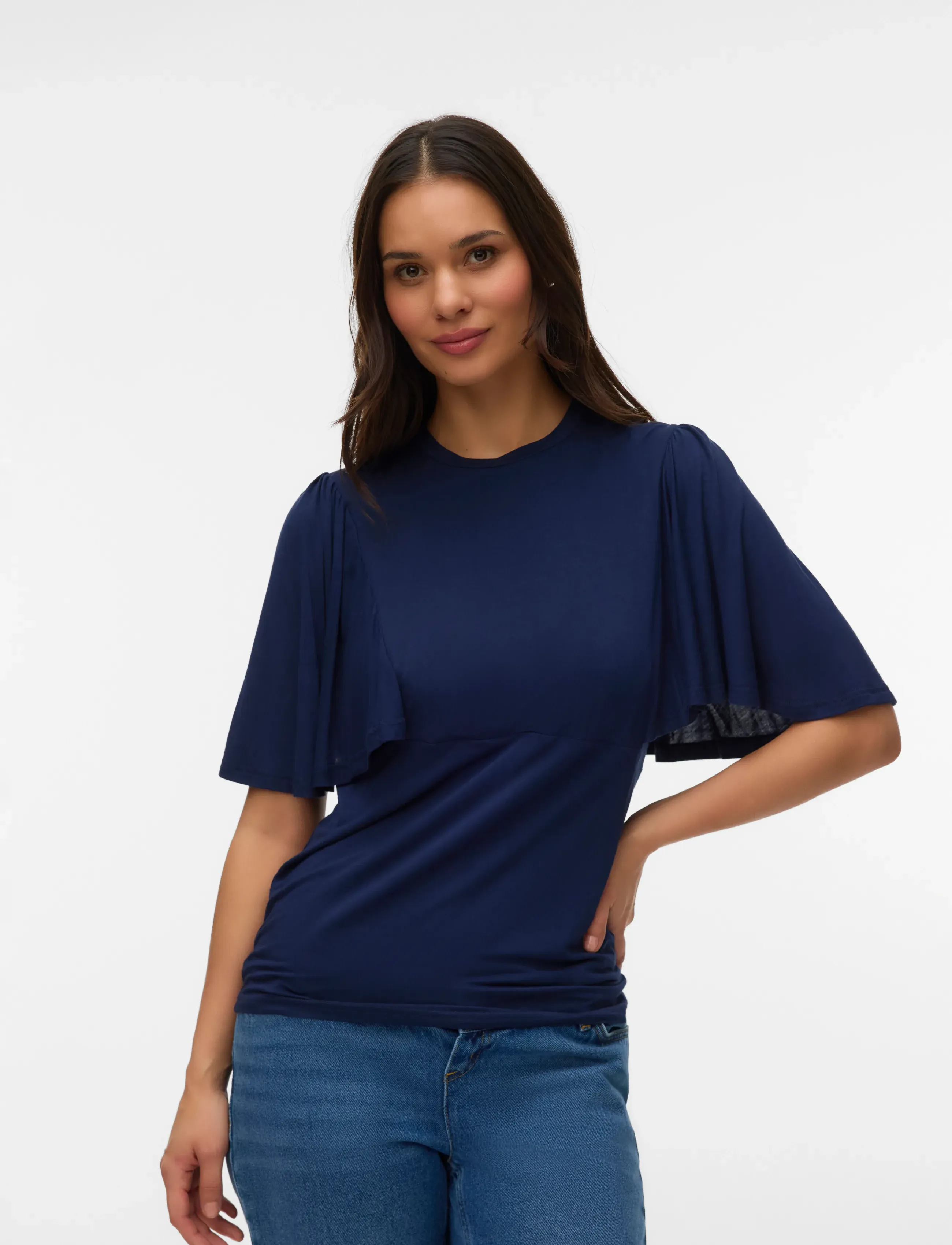 Mamalicious - MLGIOVANNA MARY 24 JRS TOP 2F - kurzärmelige blusen - navy blazer - 4