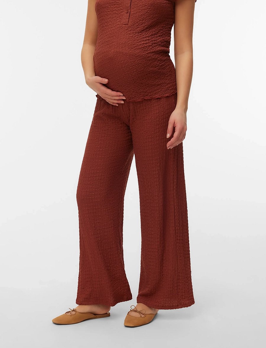 Mamalicious - MLADINE WIDE JRS PANTS HW - laia säärega püksid - mahogany - 0