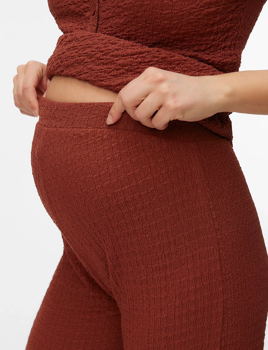 Mamalicious - MLADINE WIDE JRS PANTS HW - laia säärega püksid - mahogany - 4