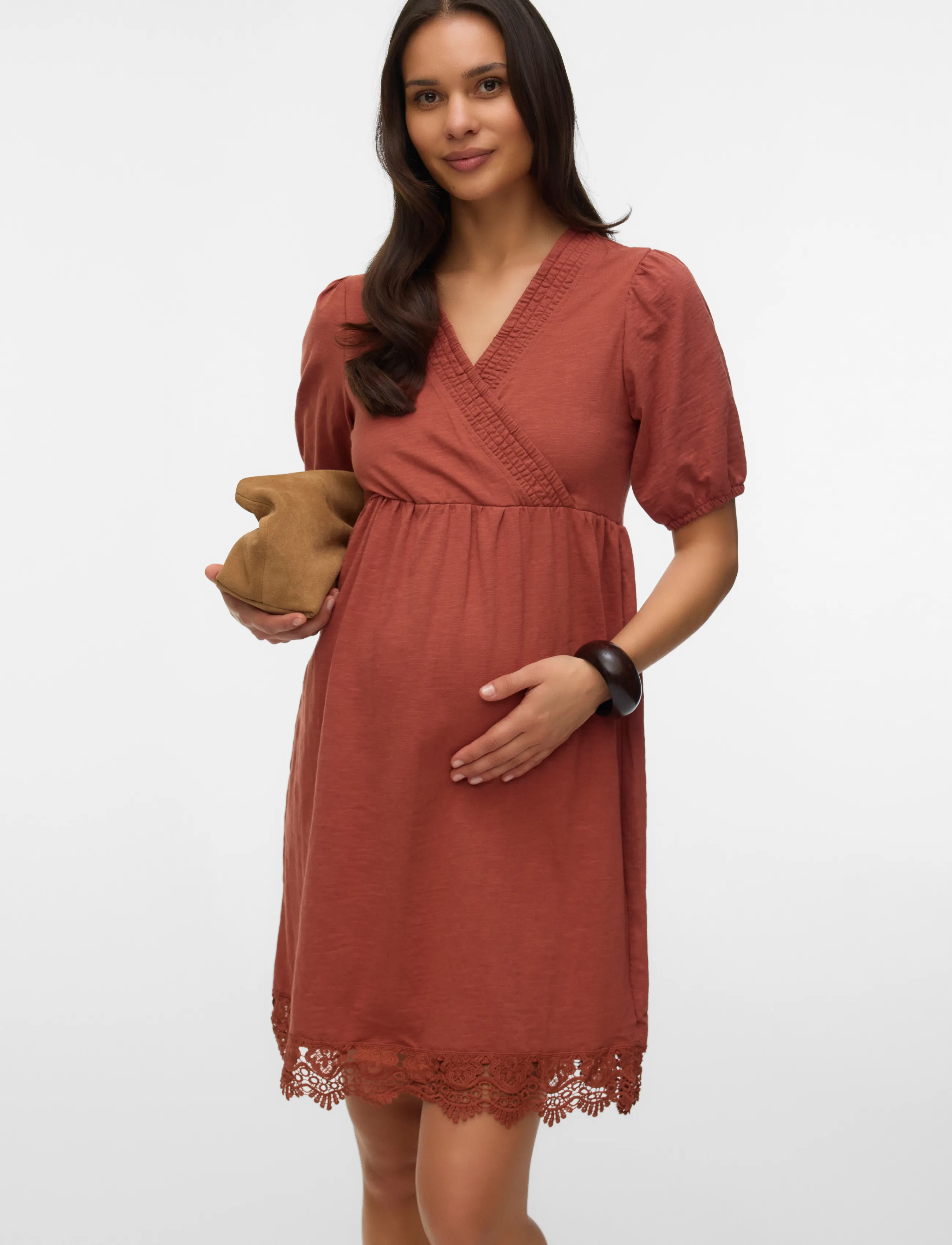 Mamalicious Mlalisa Tess Abk 24 Jrs Dress 2F, S, Dresses, Rot - Knee-length & Midi, Frauen