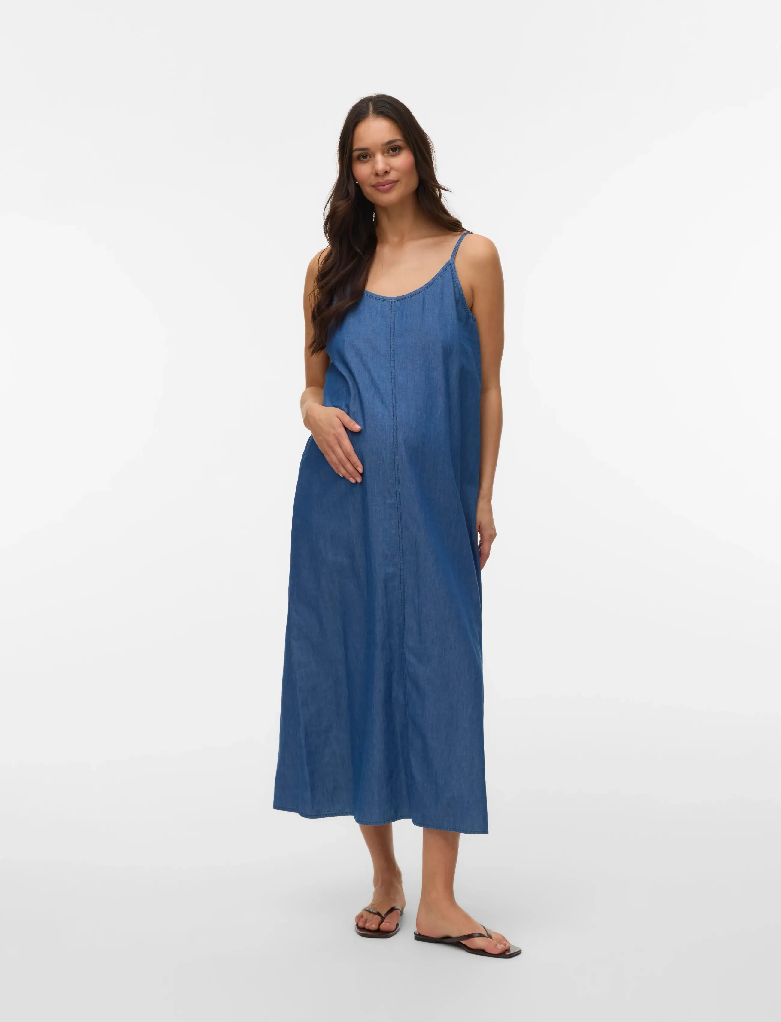 Mamalicious MLVANDA S/L MIDAXI WO DRESS - Kjólar - MEDIUM BLUE DENIM / blue