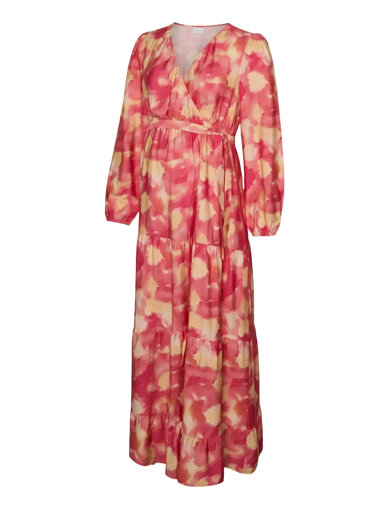 Mamalicious MLSANDRA TESS L/S WO LONG DRESS 2F - Nėščiųjų prekės - SNOW WHITE / red