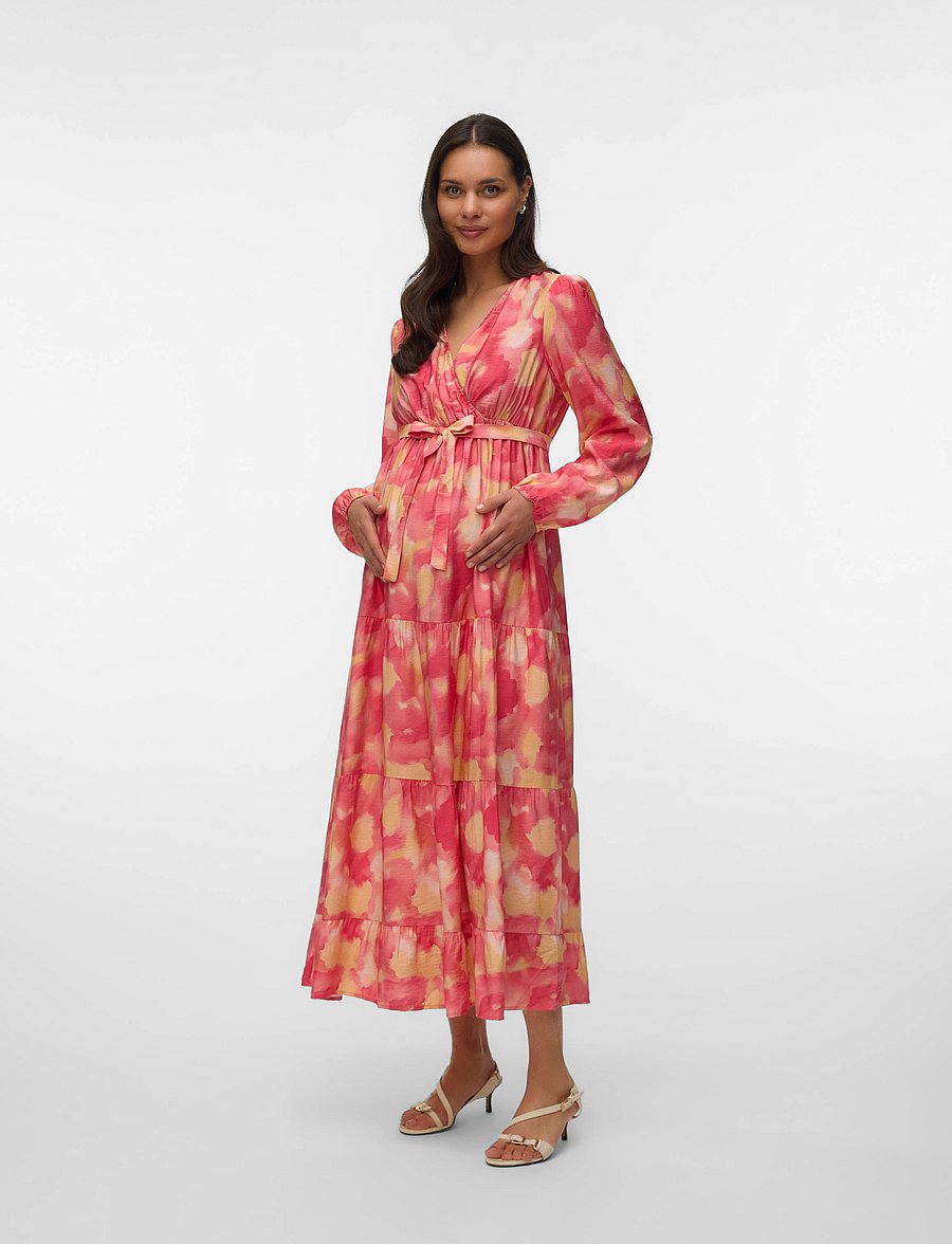 Mamalicious - MLSANDRA TESS L/S WO LONG DRESS 2F - slå-om-kjoler - snow white - 3