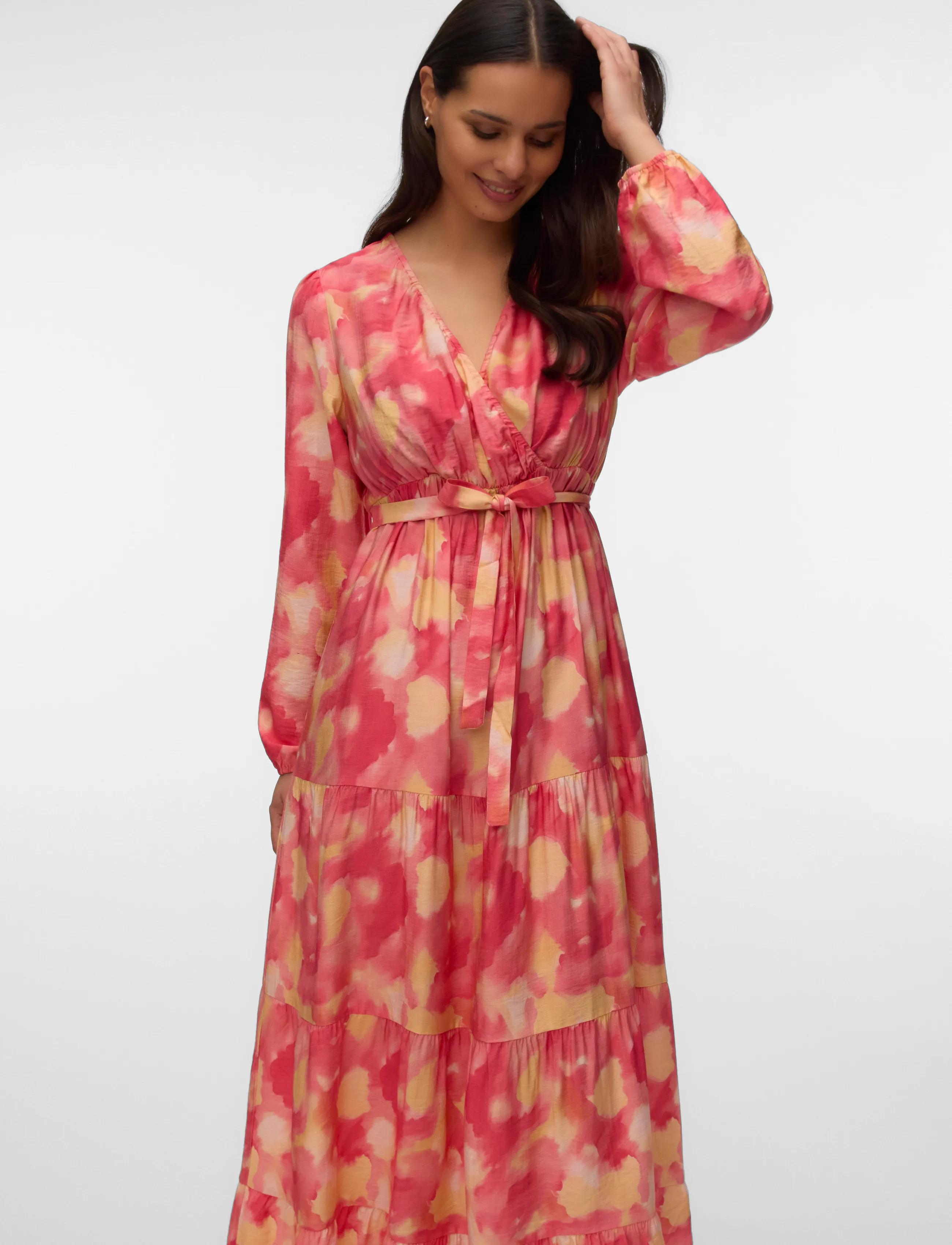Mamalicious - MLSANDRA TESS L/S WO LONG DRESS 2F - wrap dresses - snow white - 4