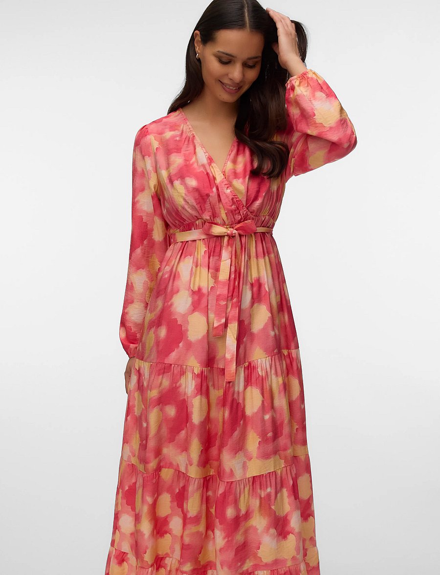 Mamalicious - MLSANDRA TESS L/S WO LONG DRESS 2F - slå-om-kjoler - snow white - 4