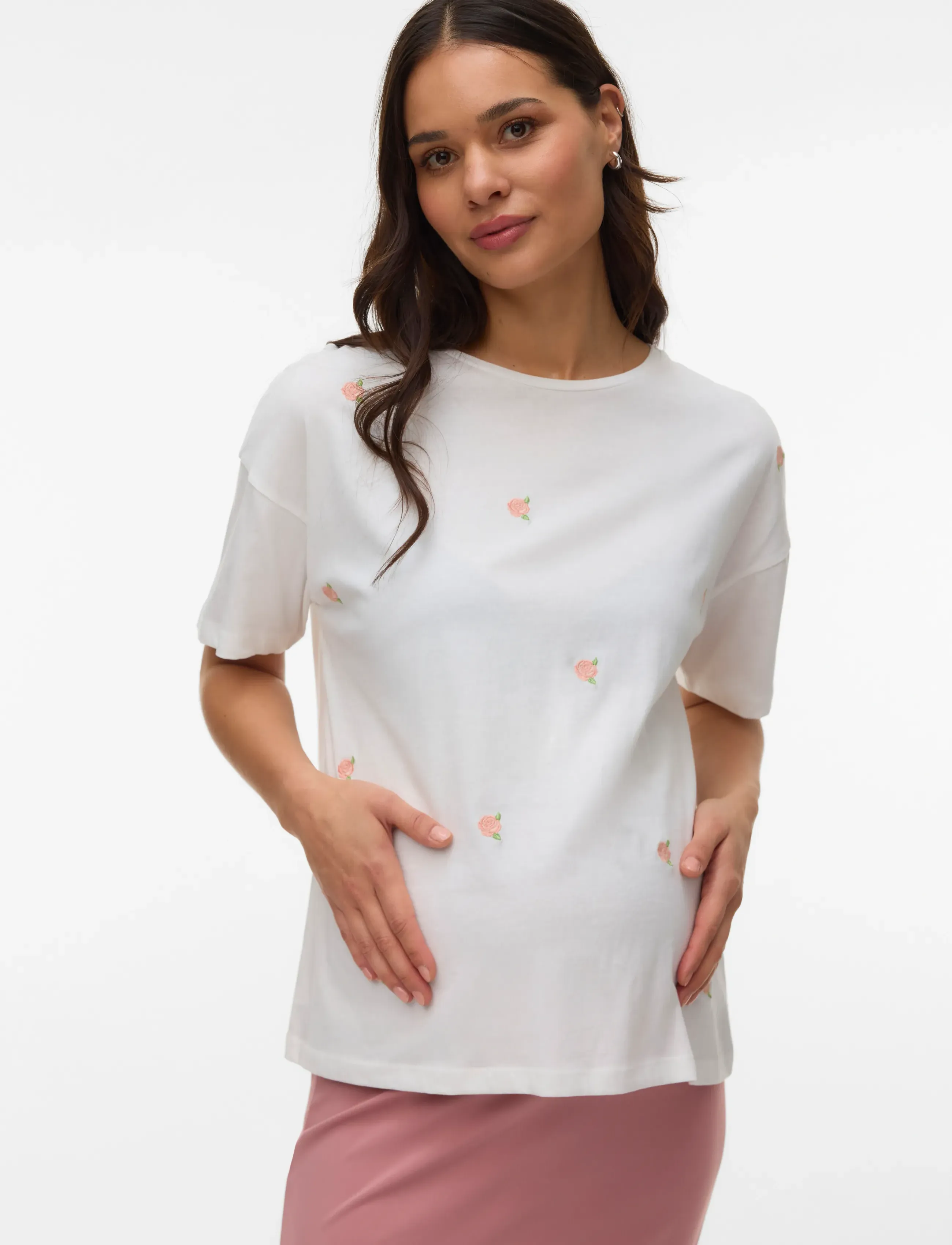 Mamalicious Mlrosetta Ss Jrs Top, M, T-shirts & Oberteile, Creme - Short-sleeved, Frauen
