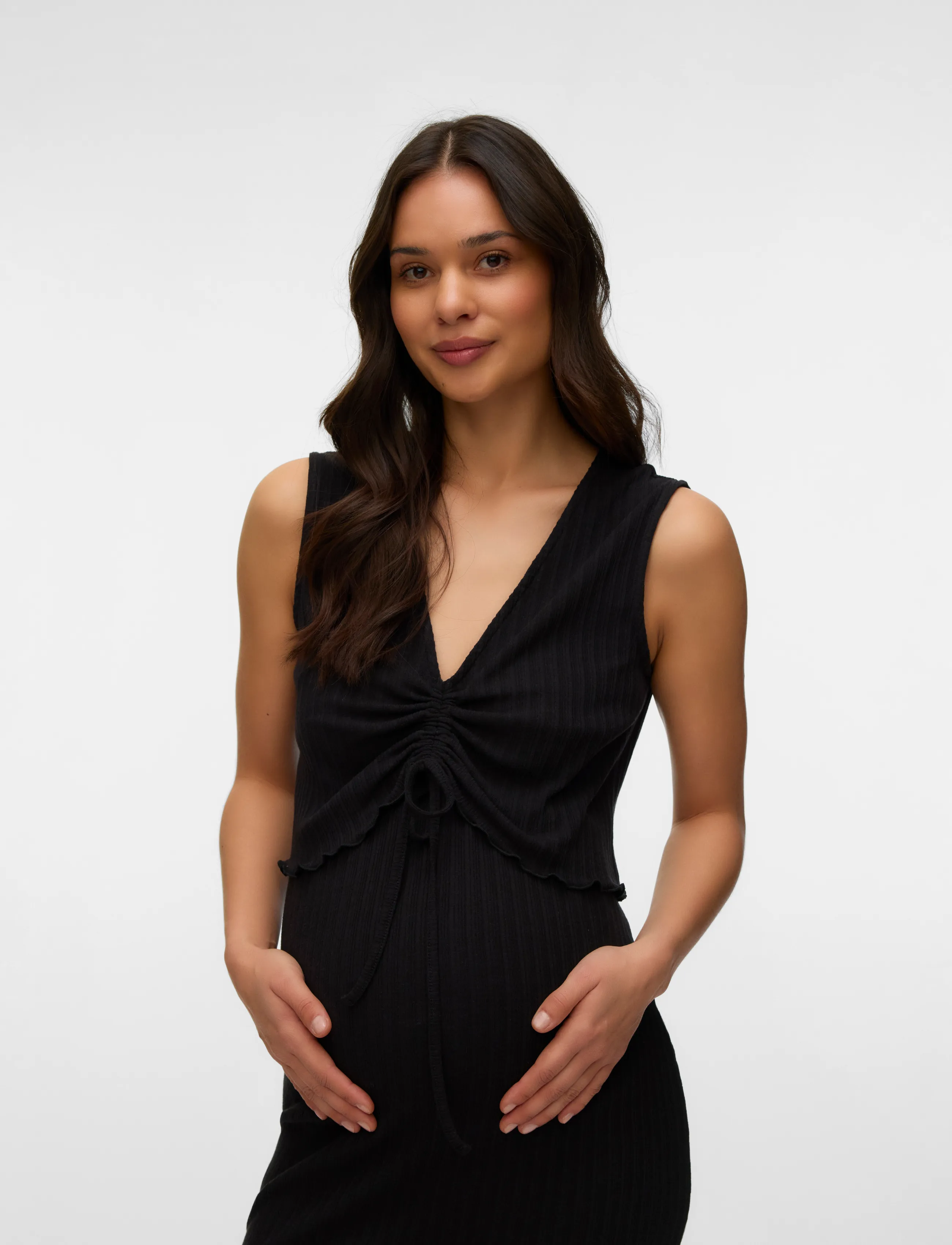 Mamalicious Mlhatha Sl Crop Jrs Top, Kvinder, Kort Rynket Top, Sort, Str: L
