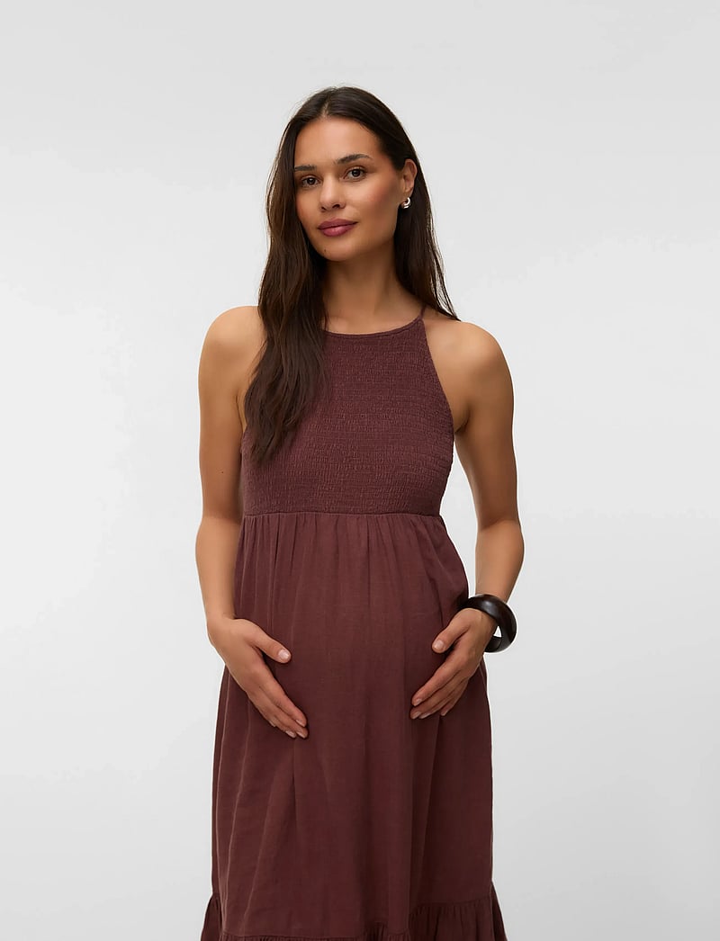 Mamalicious - MLNEBULA S/L SMOCK WO MIDI DRESS - midi dresses - fudgesickle - 0