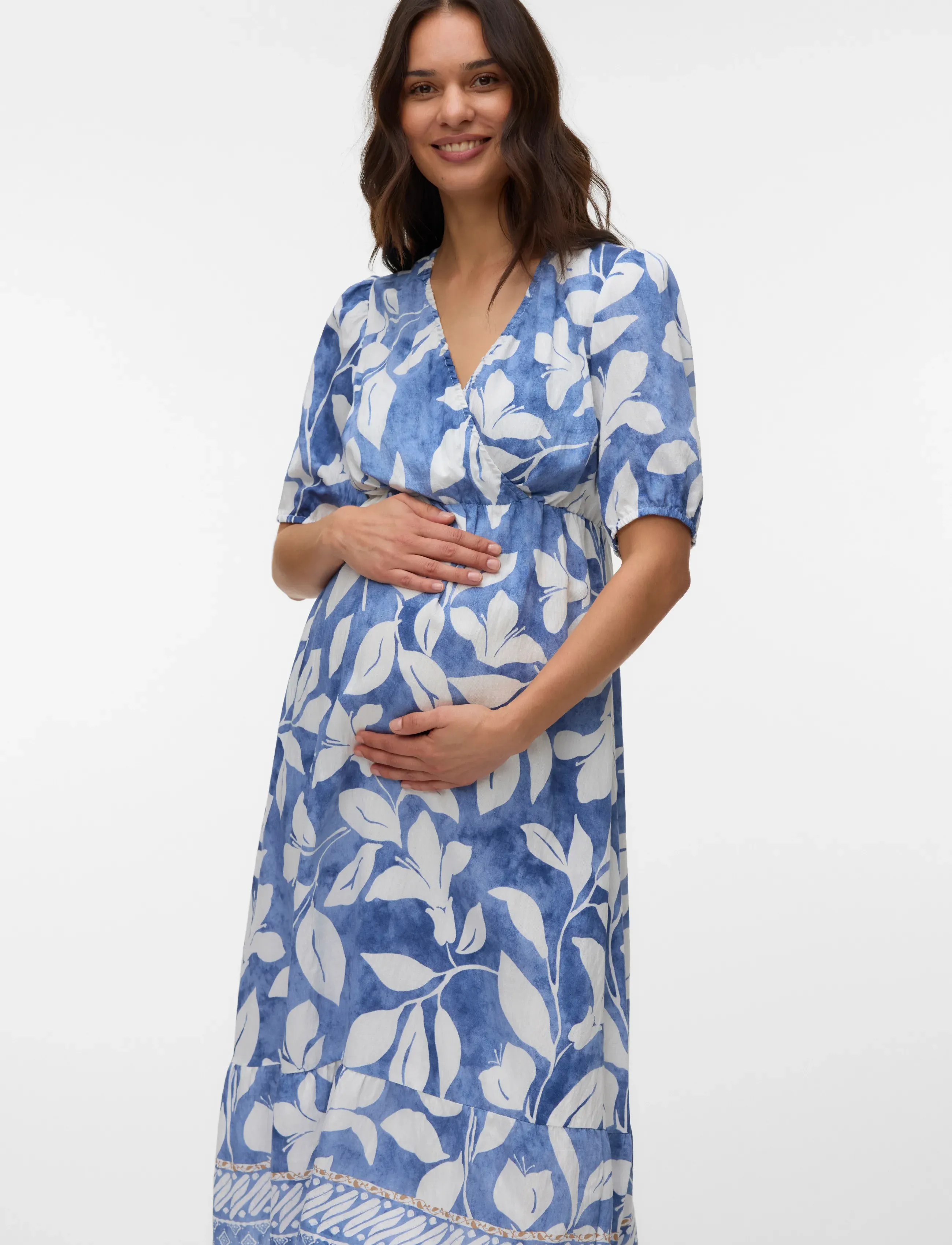 Mamalicious MLMALIKKA TESS 2/4 WO MIDI DRESS 2F - Dresses - STONEWASH / multi