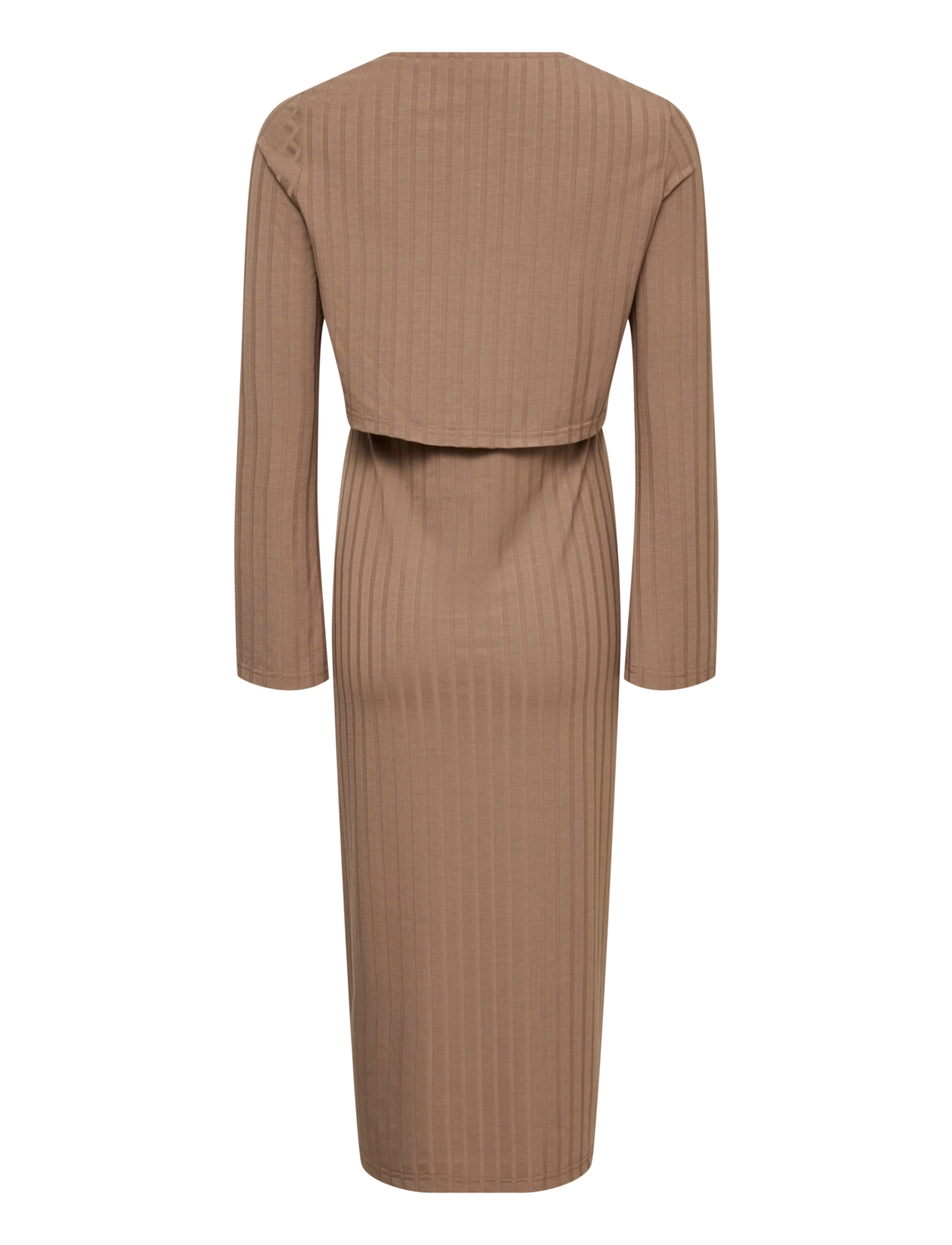Mamalicious - MLLUCY JUNE LS 2IN1 JRS MIDI DRESS 2F - knitted dresses - fossil - 1