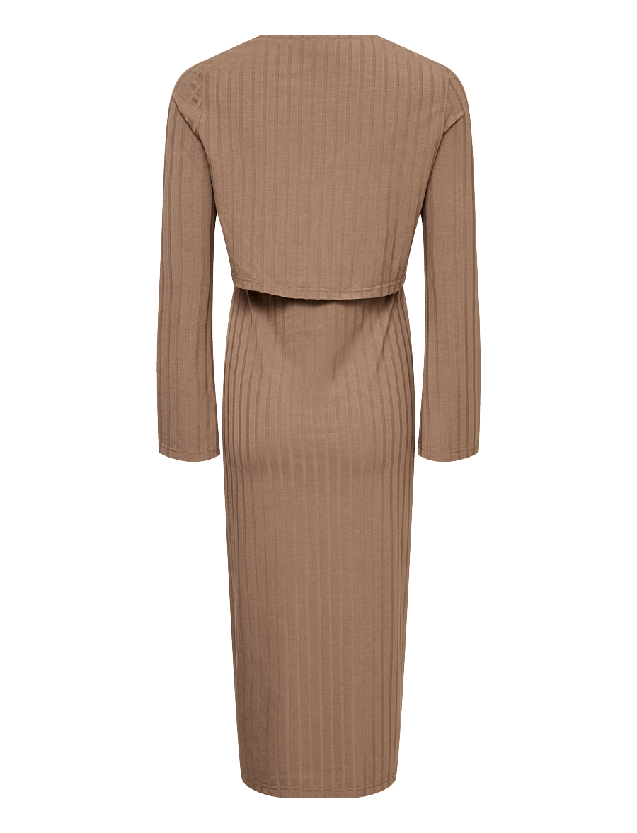 Mamalicious - MLLUCY JUNE LS 2IN1 JRS MIDI DRESS 2F - strickkleider - fossil - 1