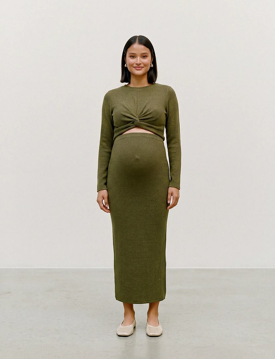 Mamalicious - MLMELONI LS CROP TOP NOOS - oberteile - sphagnum - 0