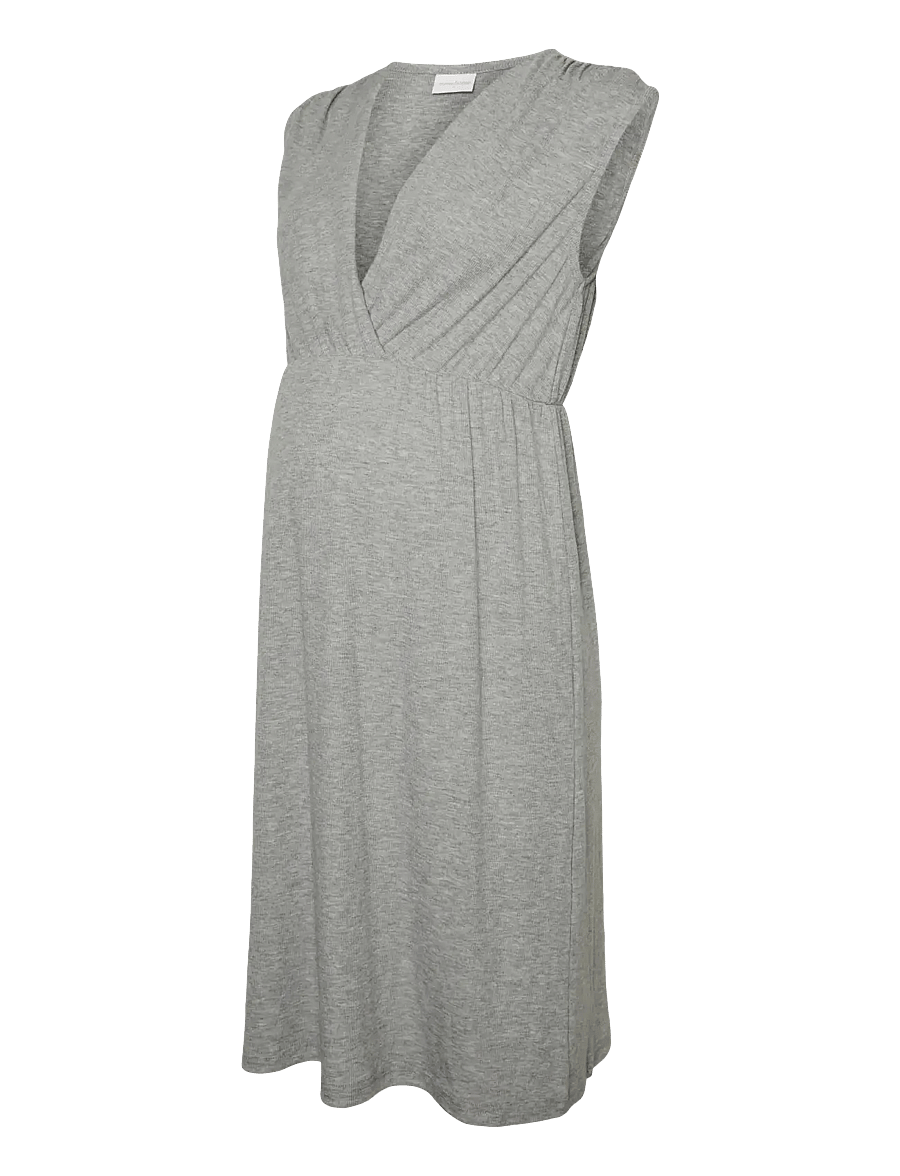 Mamalicious - MLLAMIE LGM TESS SL JRS NIGHTGOWN 2F - slå-om-kjoler - light grey melange - 1