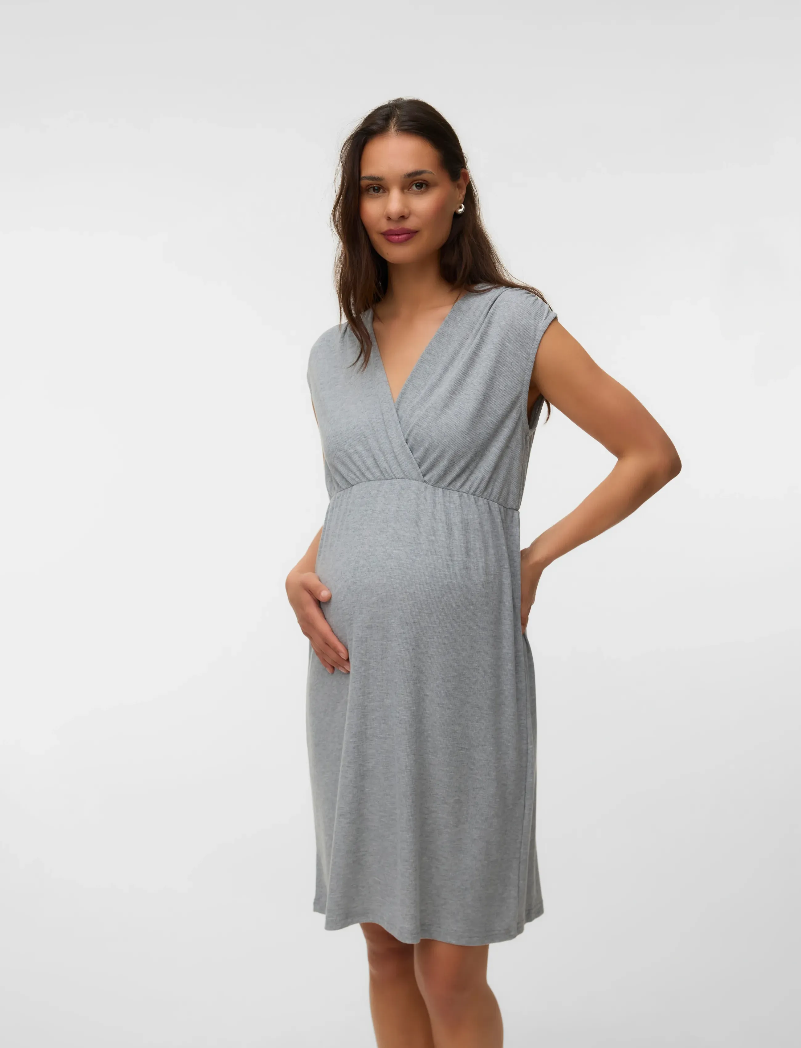 Mamalicious mllamie Lgm Tess Sl Jrs Nightgown 2F, XL, Grey, Kjoler > Maxikjole, Dame