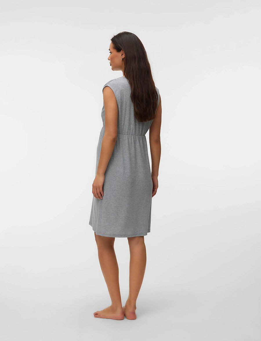 Mamalicious - MLLAMIE LGM TESS SL JRS NIGHTGOWN 2F - slå-om-kjoler - light grey melange - 2
