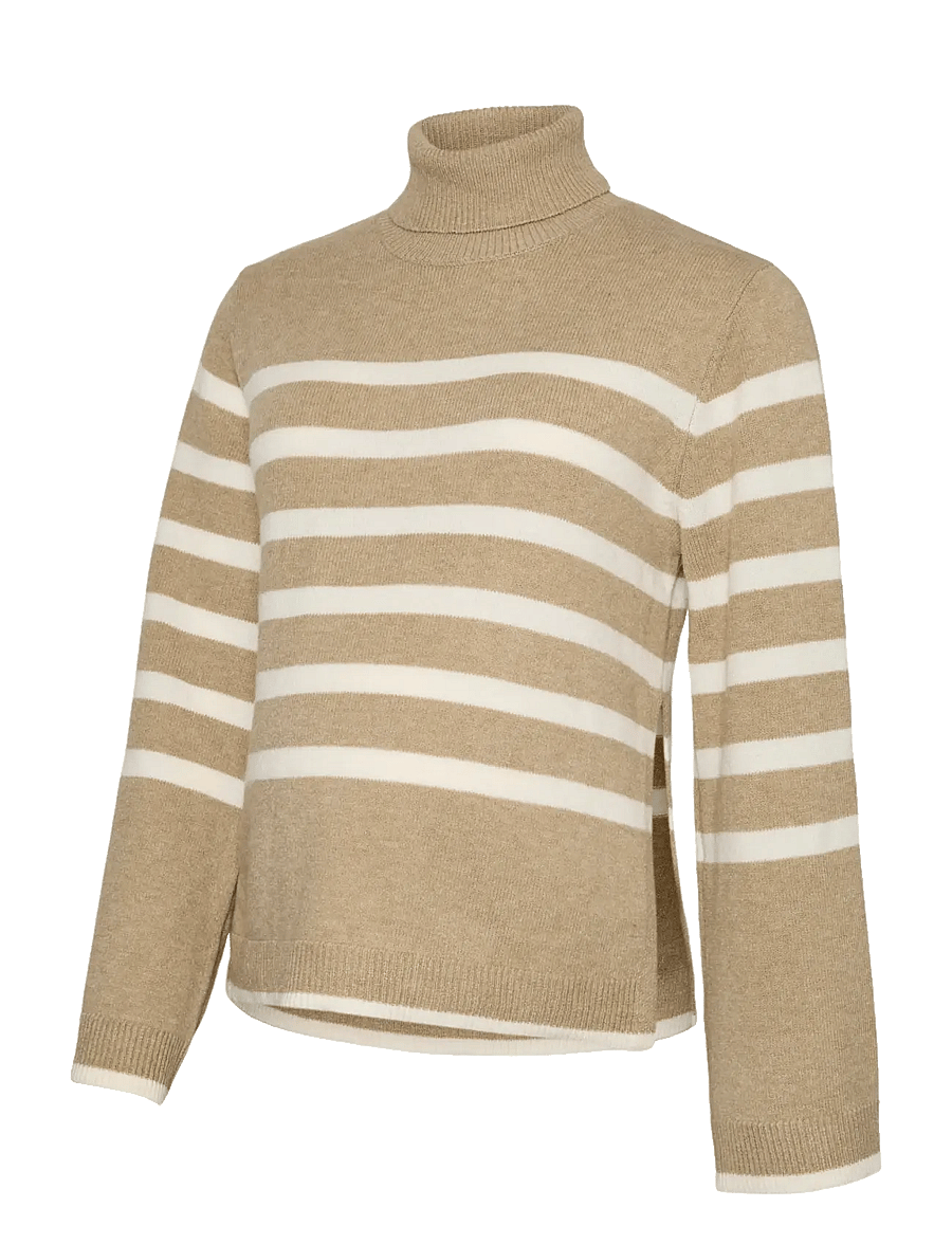 Mamalicious - MLMIMMI VITA LS STRIPED KNIT TOP 2F - oberteile - fossil - 1