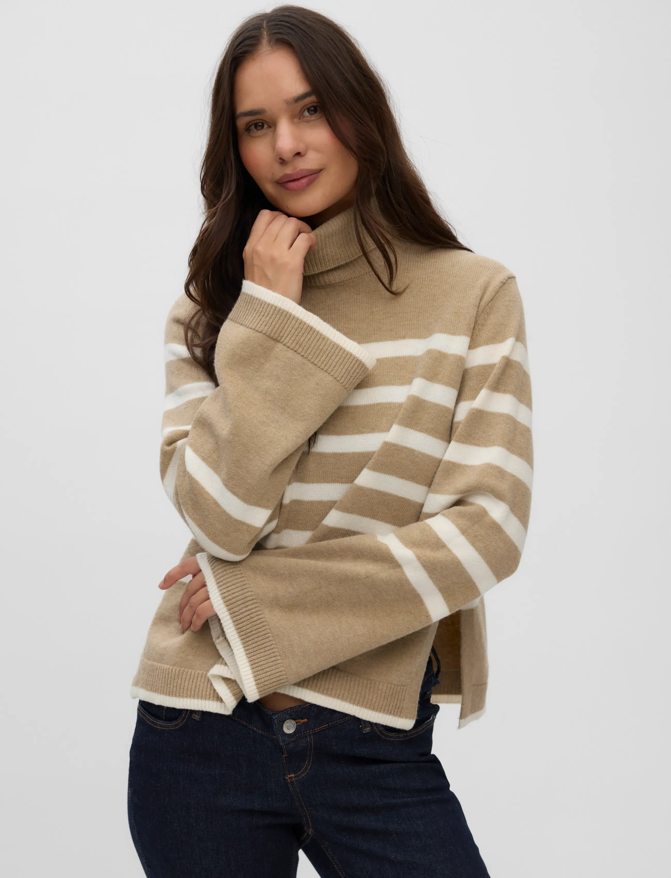Mamalicious - MLMIMMI VITA LS STRIPED KNIT TOP 2F - oberteile - fossil - 5