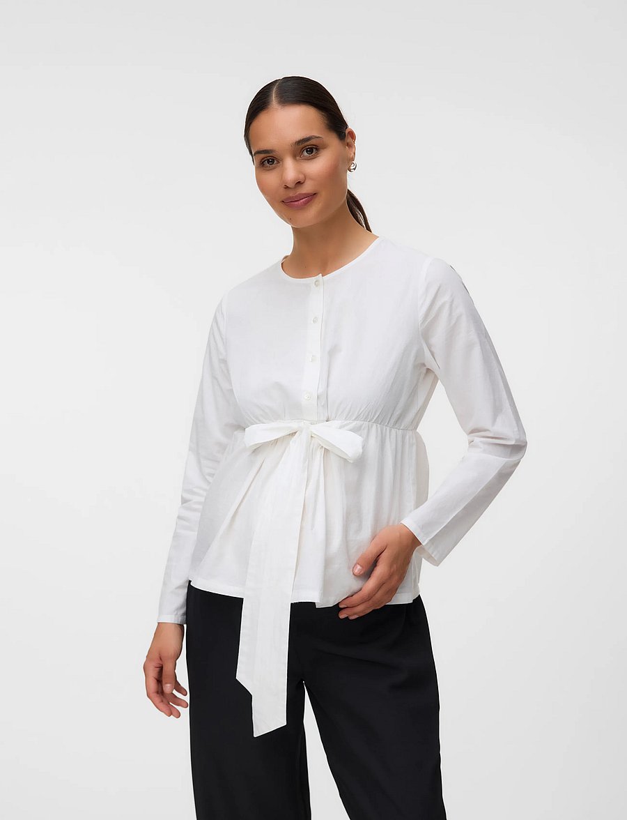 Mamalicious - MLZOEY LIA L/S WO TOP 2F - snow white - 0