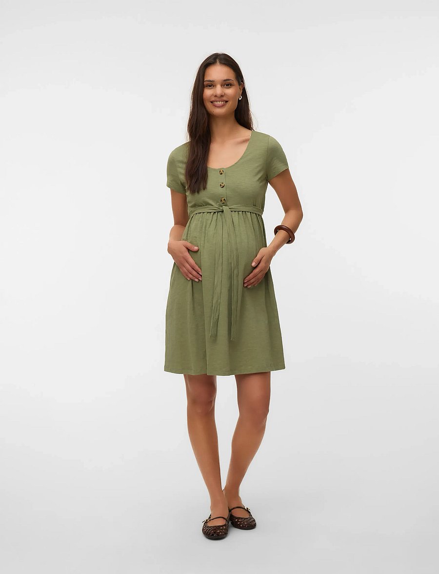 Mamalicious - MLIVY LIA SS JRS ABK DRESS 2F - robes midi - oil green - 3