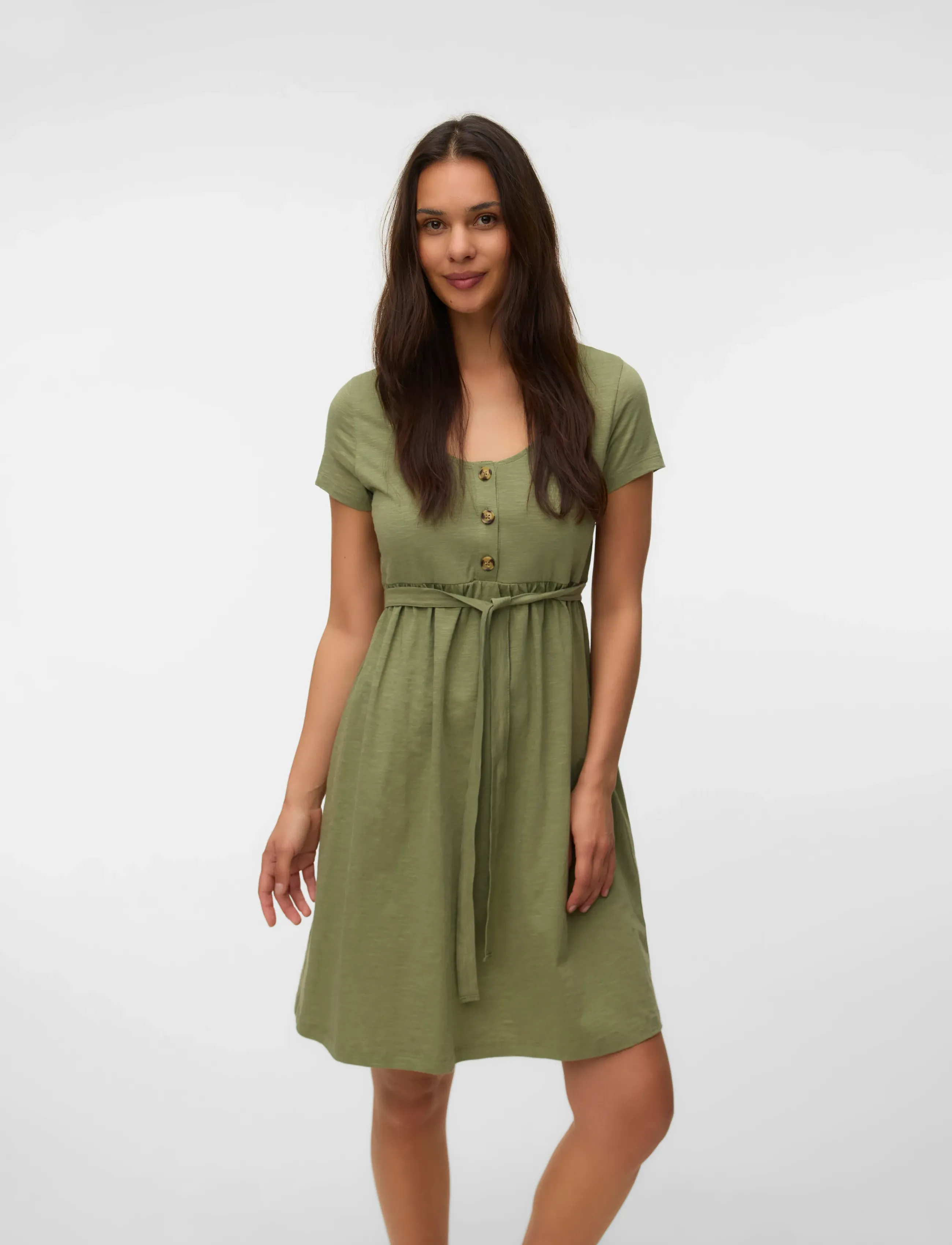 Mamalicious - MLIVY LIA SS JRS ABK DRESS 2F - robes midi - oil green - 5